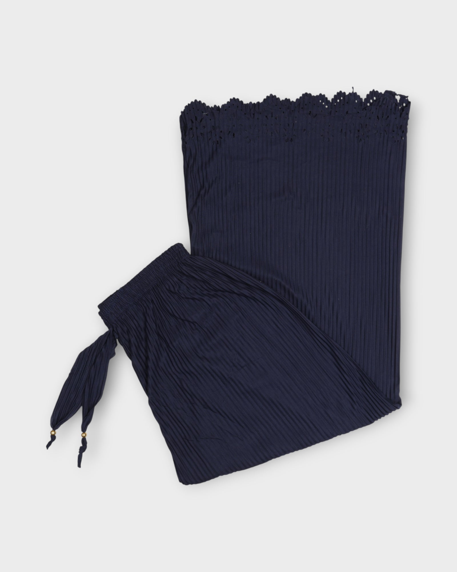 Navy Blue Cotton Flared Palazzo Pants