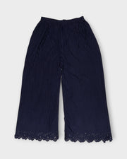 Navy Blue Cotton Flared Palazzo Pants