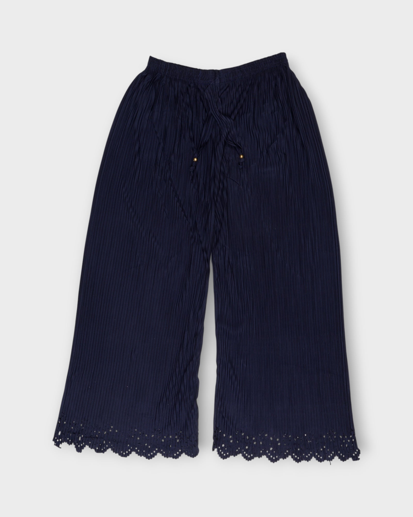 Navy Blue Cotton Flared Palazzo Pants