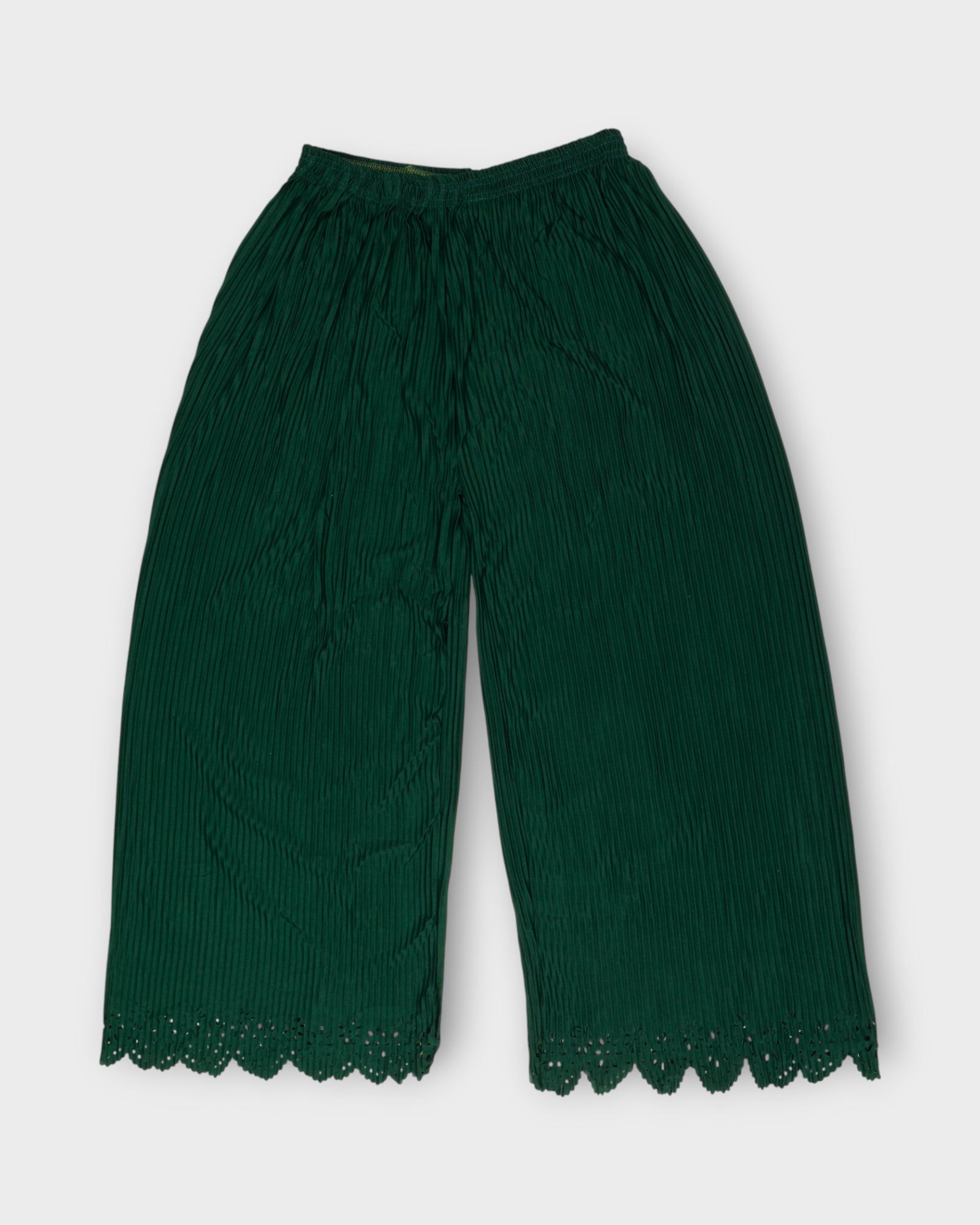 Bottle Green Cotton Flared Palazzo Pants