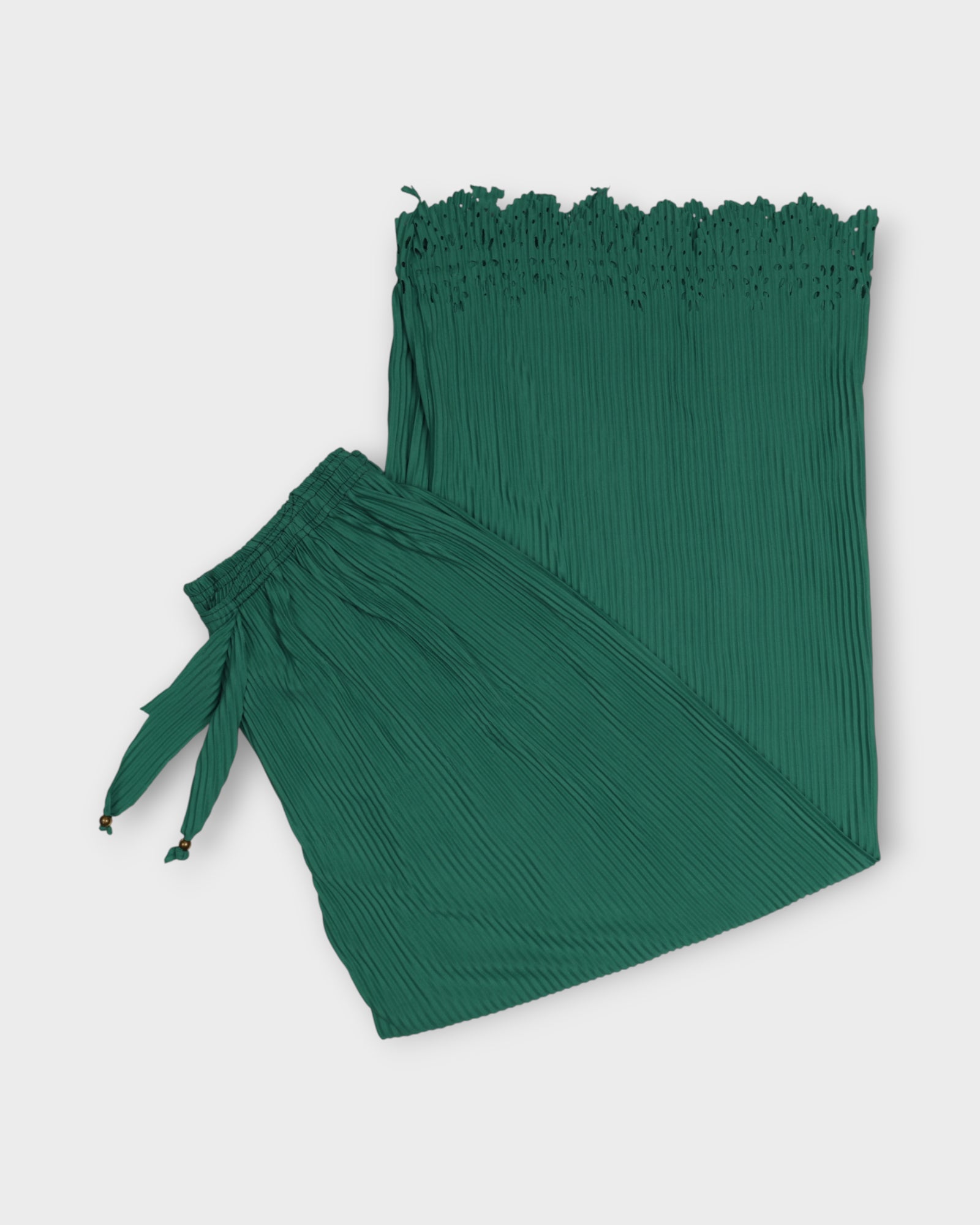 Rama Green Cotton Flared Palazzo Pants