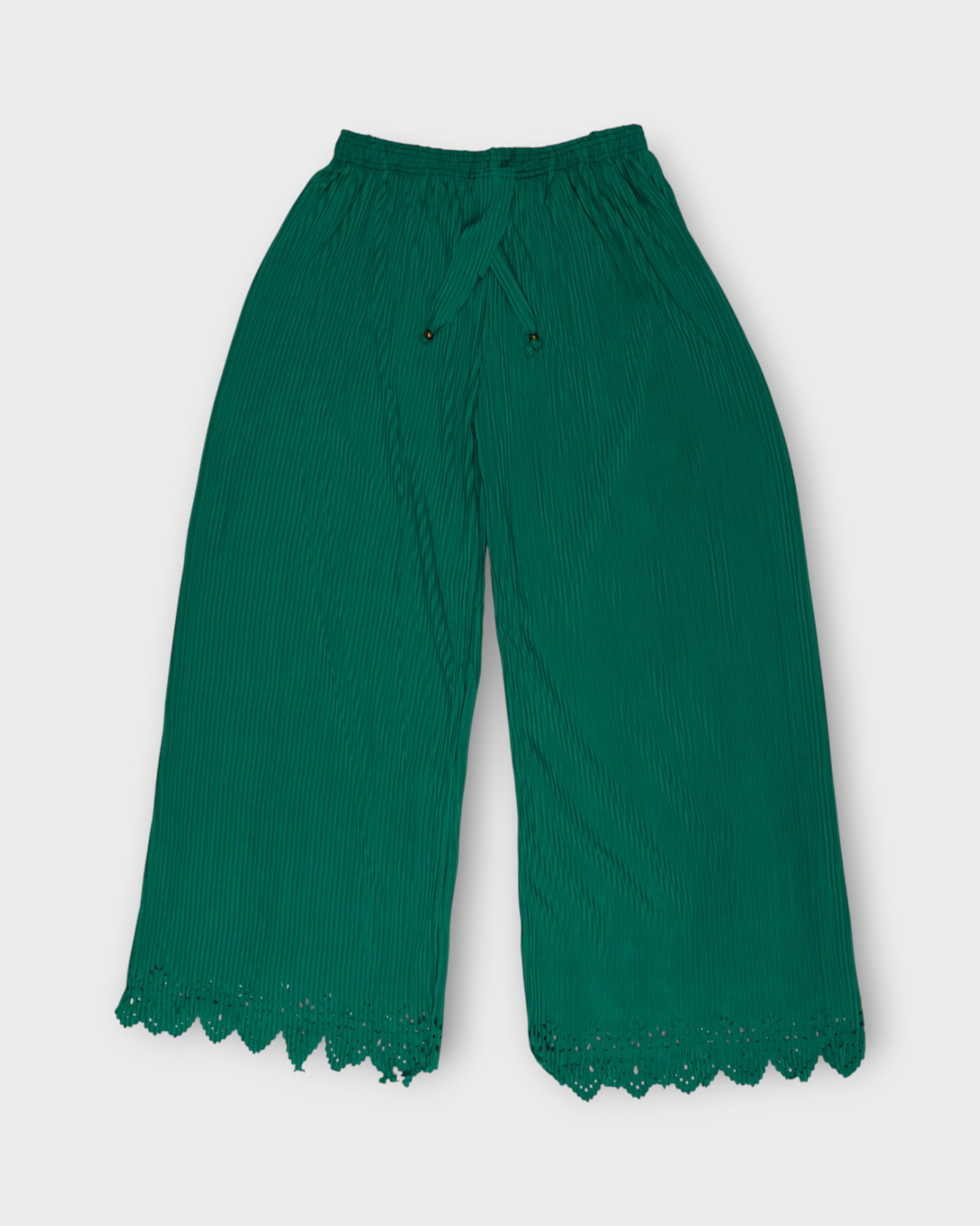 Rama Green Cotton Flared Palazzo Pants