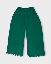 Rama Green Cotton Flared Palazzo Pants