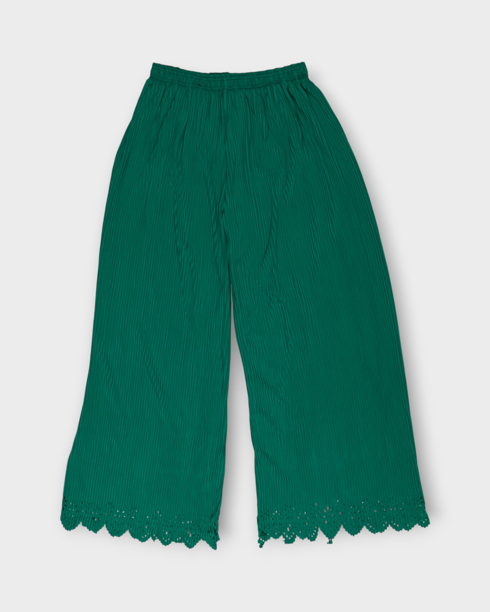 Rama Green Cotton Flared Palazzo Pants