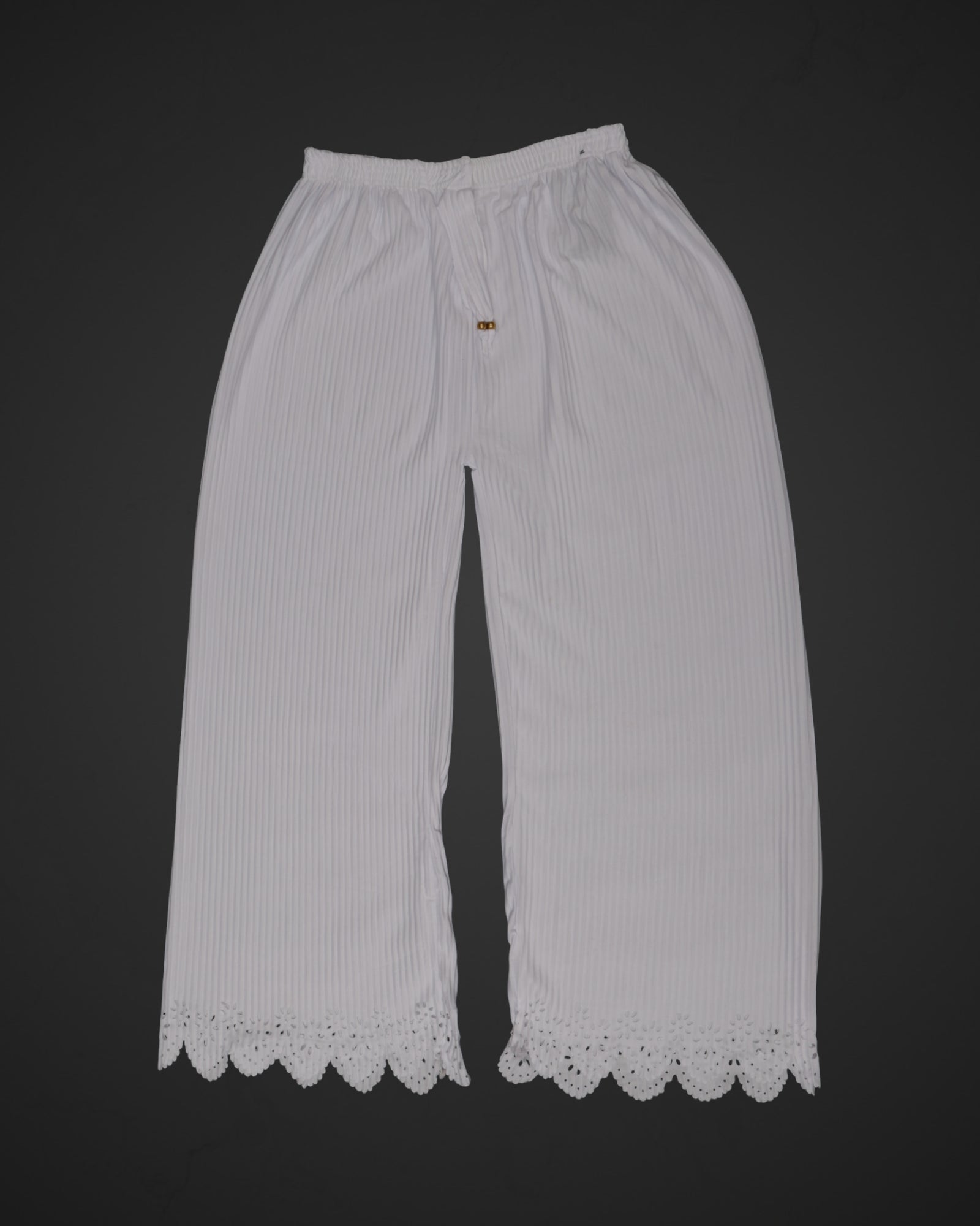 White Cotton Flared Palazzo Pants