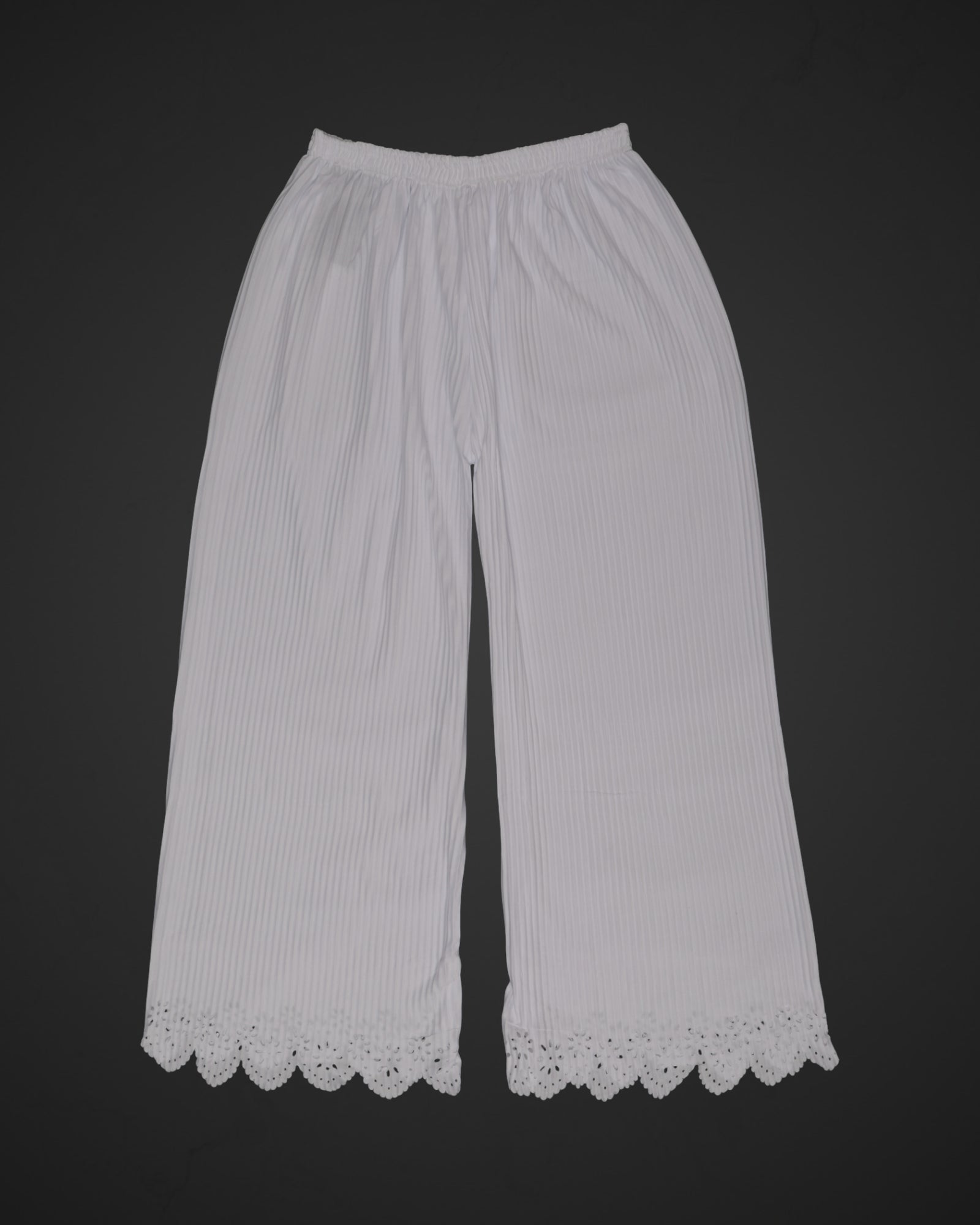 White Cotton Flared Palazzo Pants