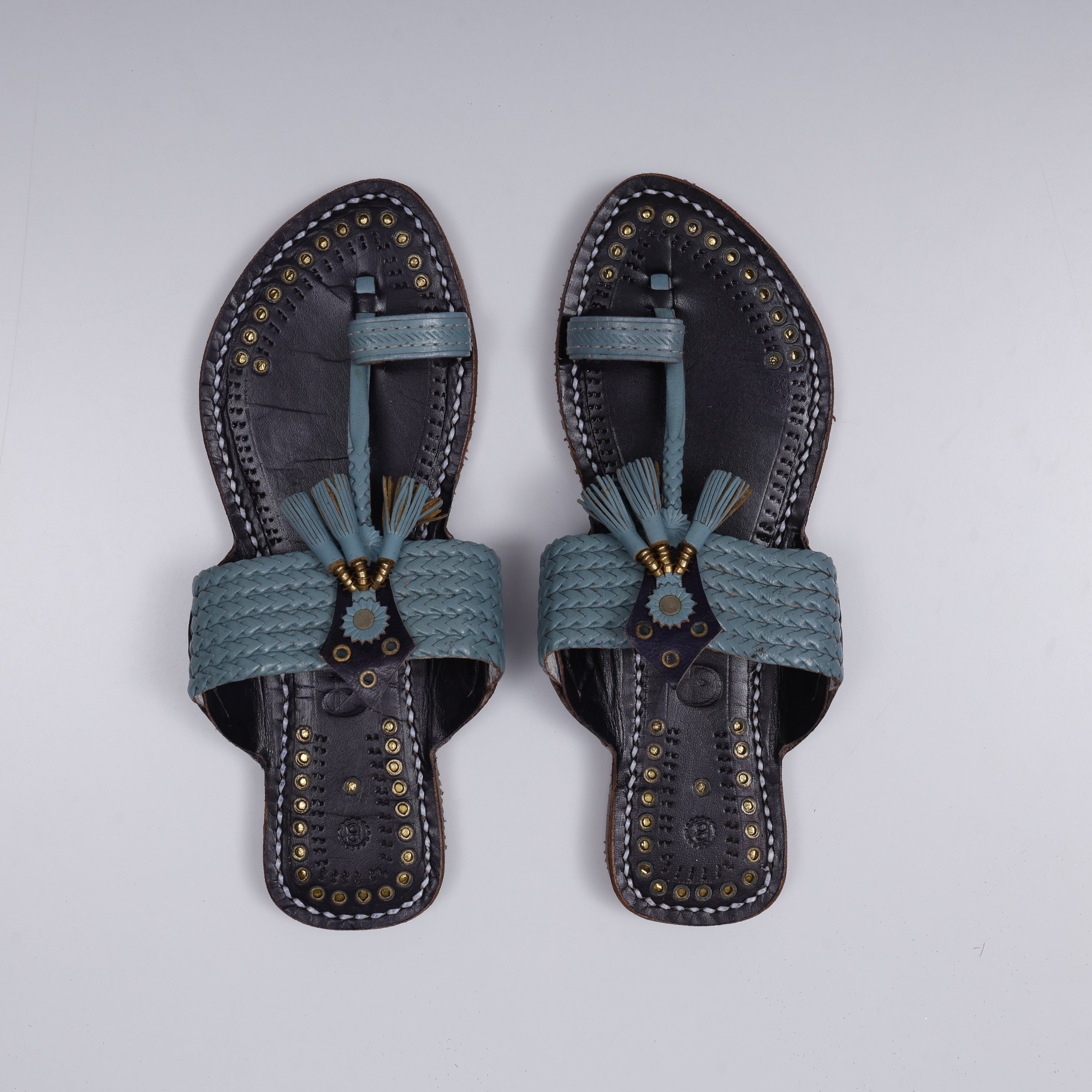 Heritage Gray Two Tone Kolhapuri Sandals