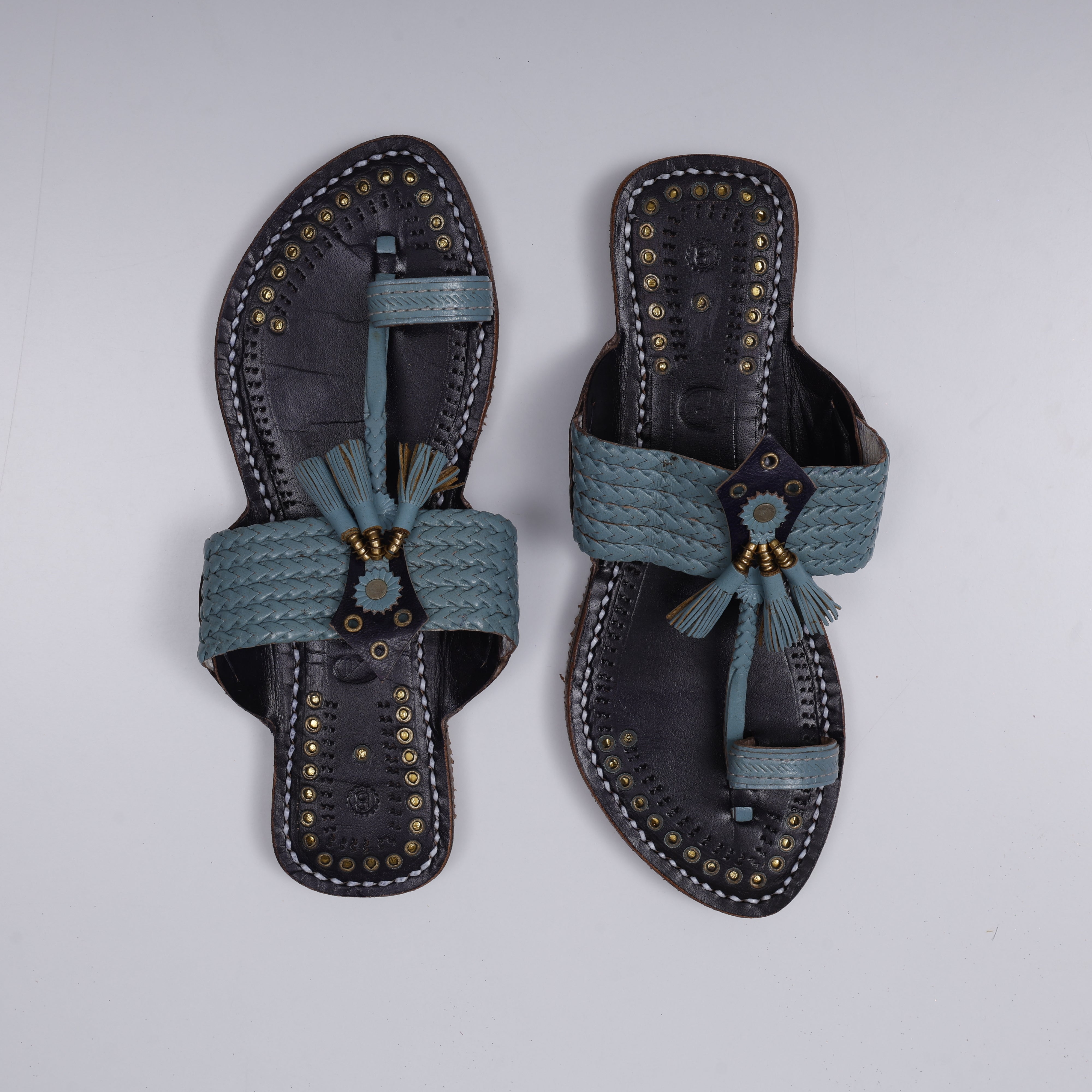 Heritage Gray Two Tone Kolhapuri Sandals