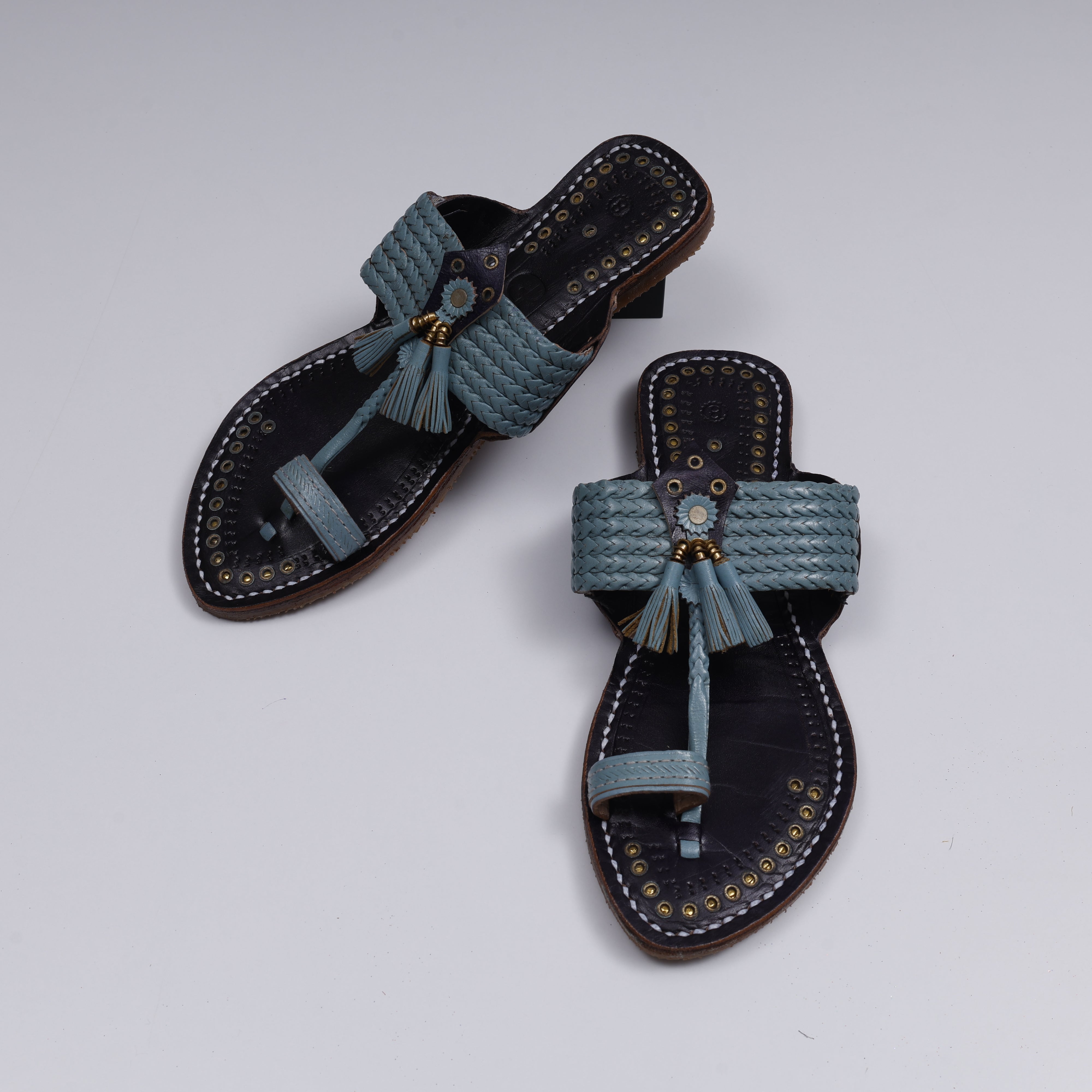 Heritage Gray Two Tone Kolhapuri Sandals