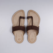 Cream Patent Kolhapuri Sandals With Artisan Detail