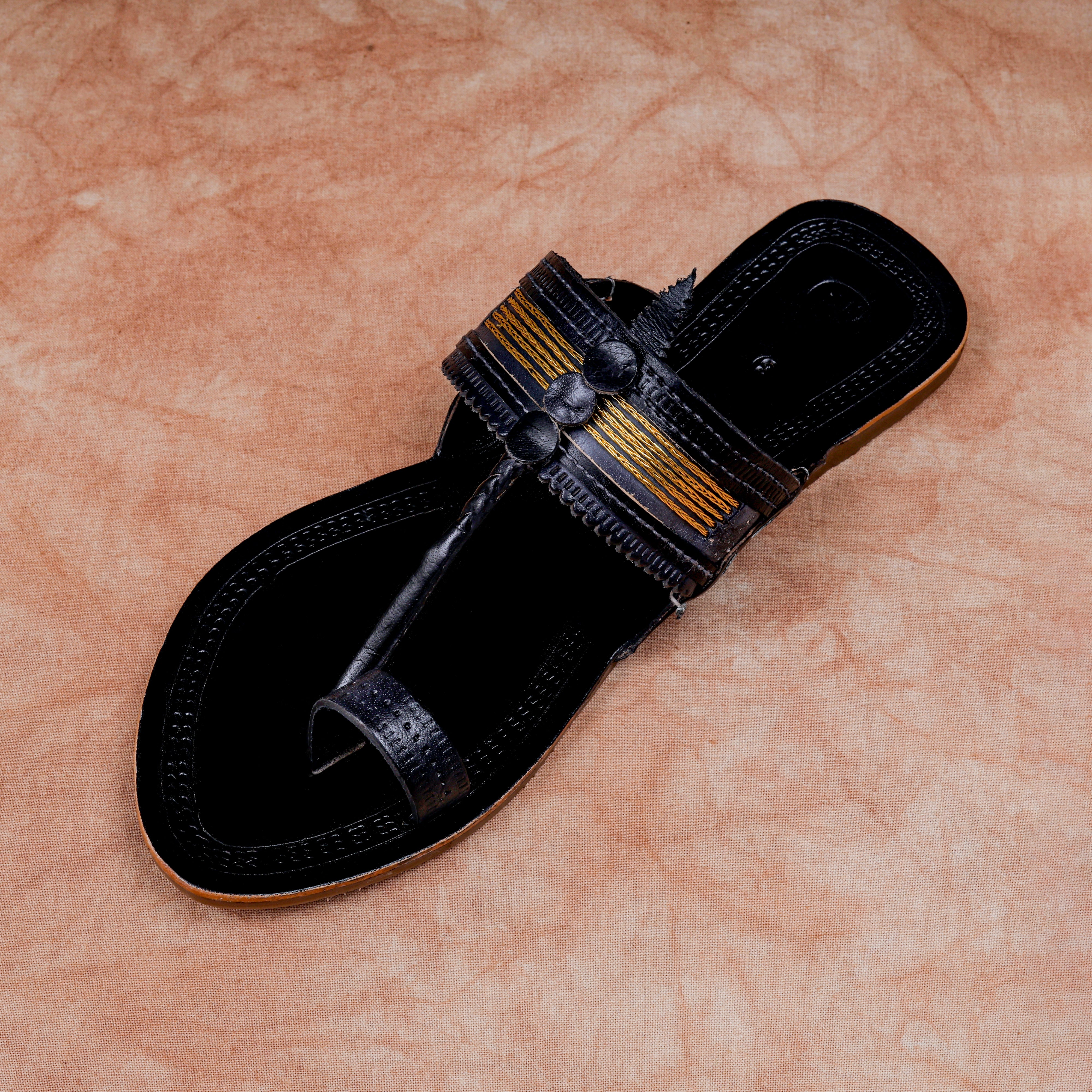 Black Handcrafted Leather Kolhapuri Sandals