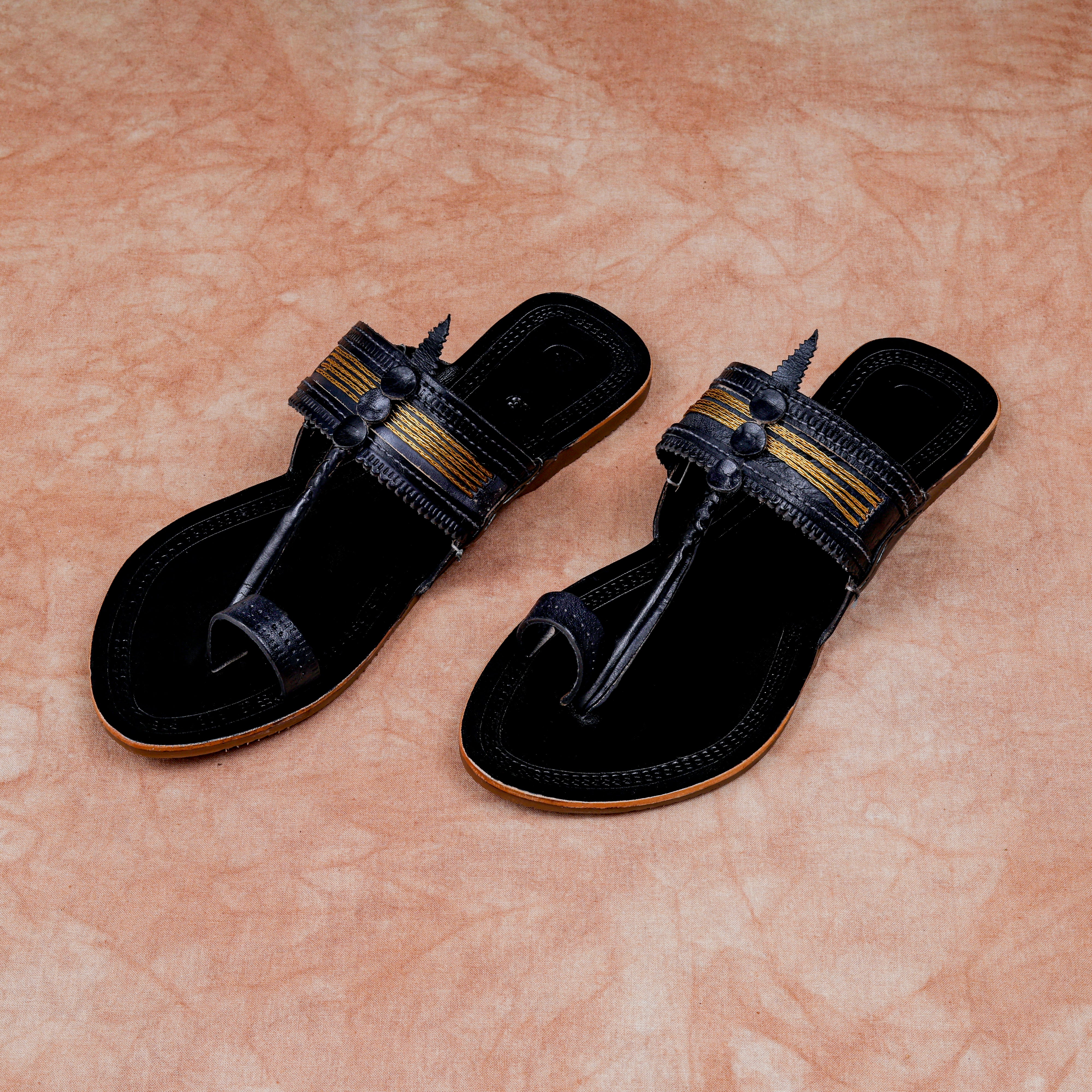 Black Handcrafted Leather Kolhapuri Sandals