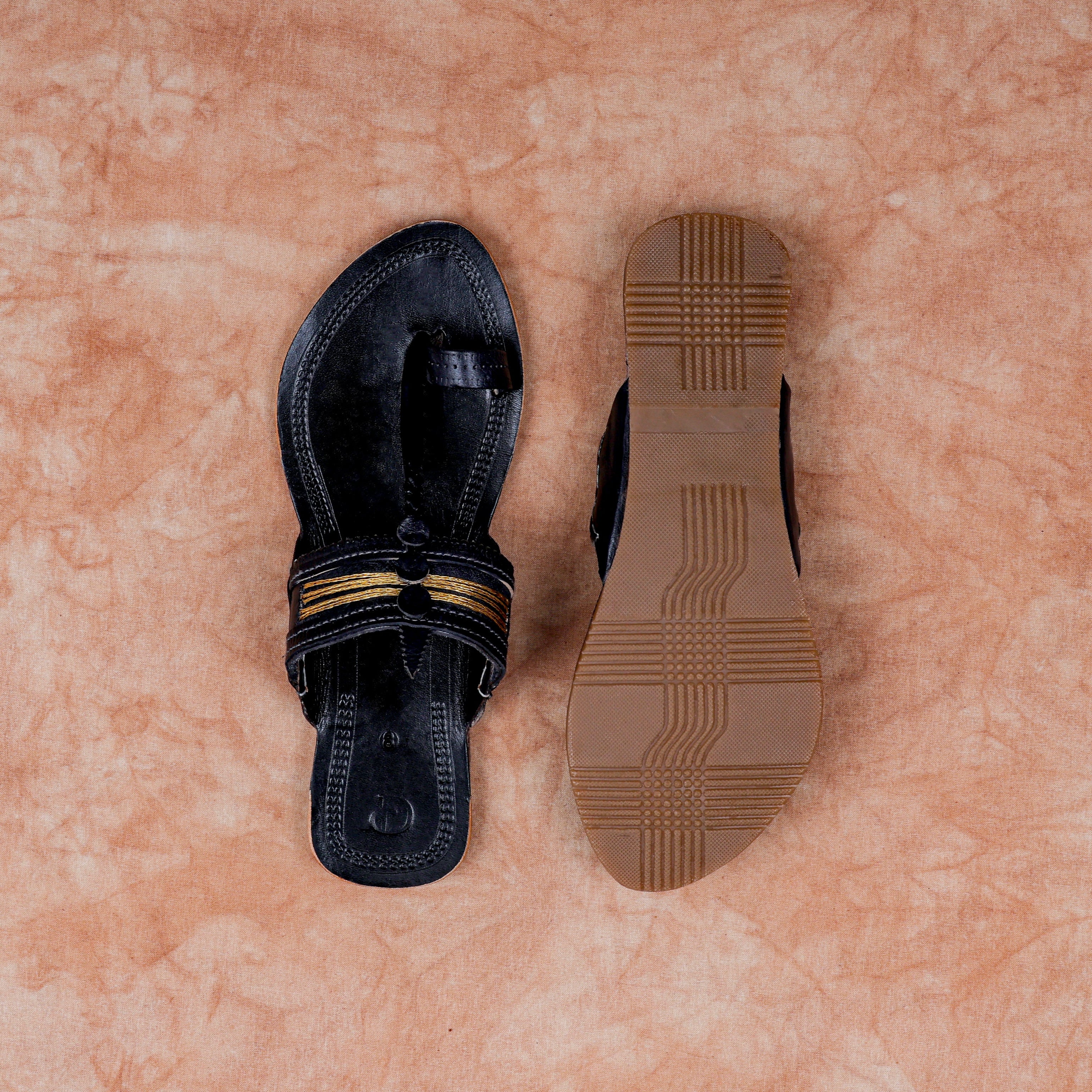 Black Handcrafted Leather Kolhapuri Sandals