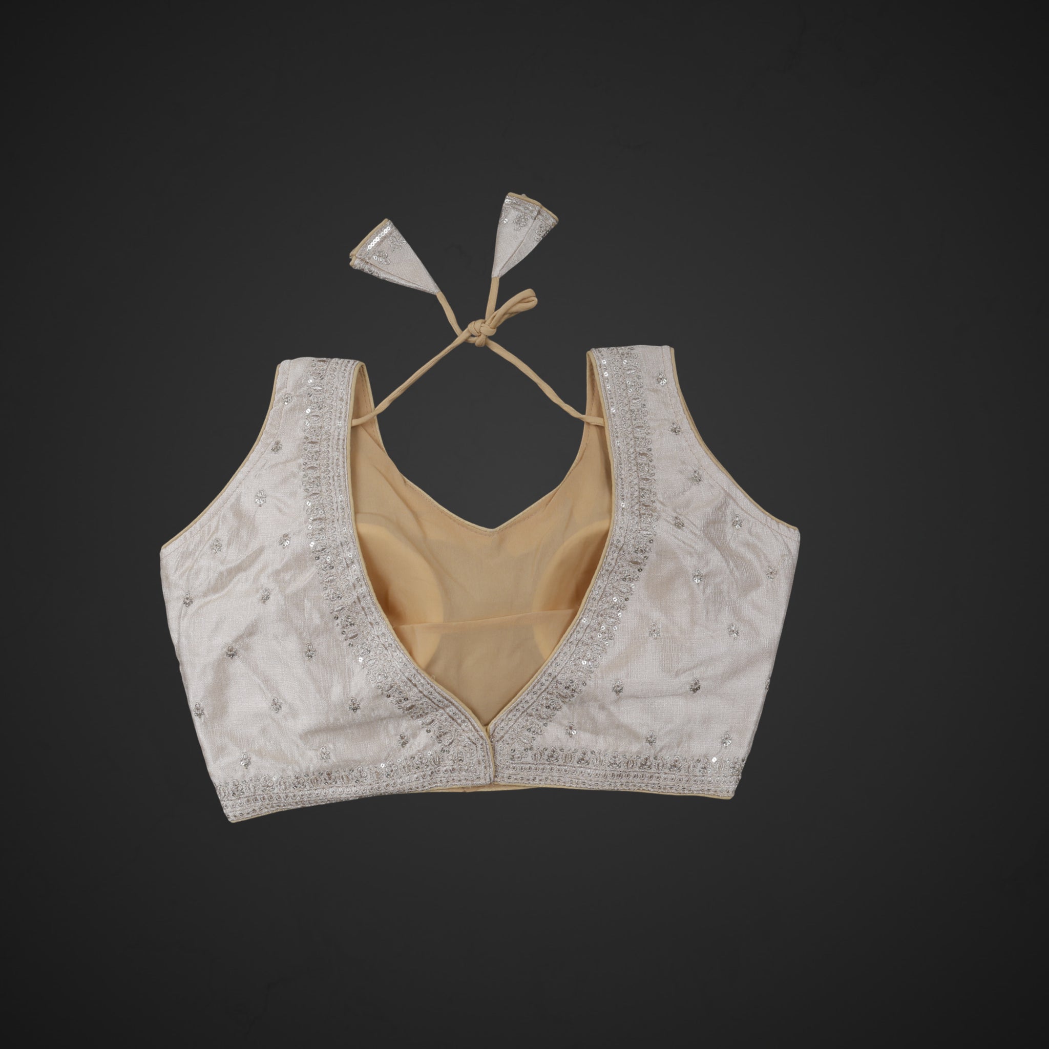 Unveil Charm Phantom Silk V Neck Blouse