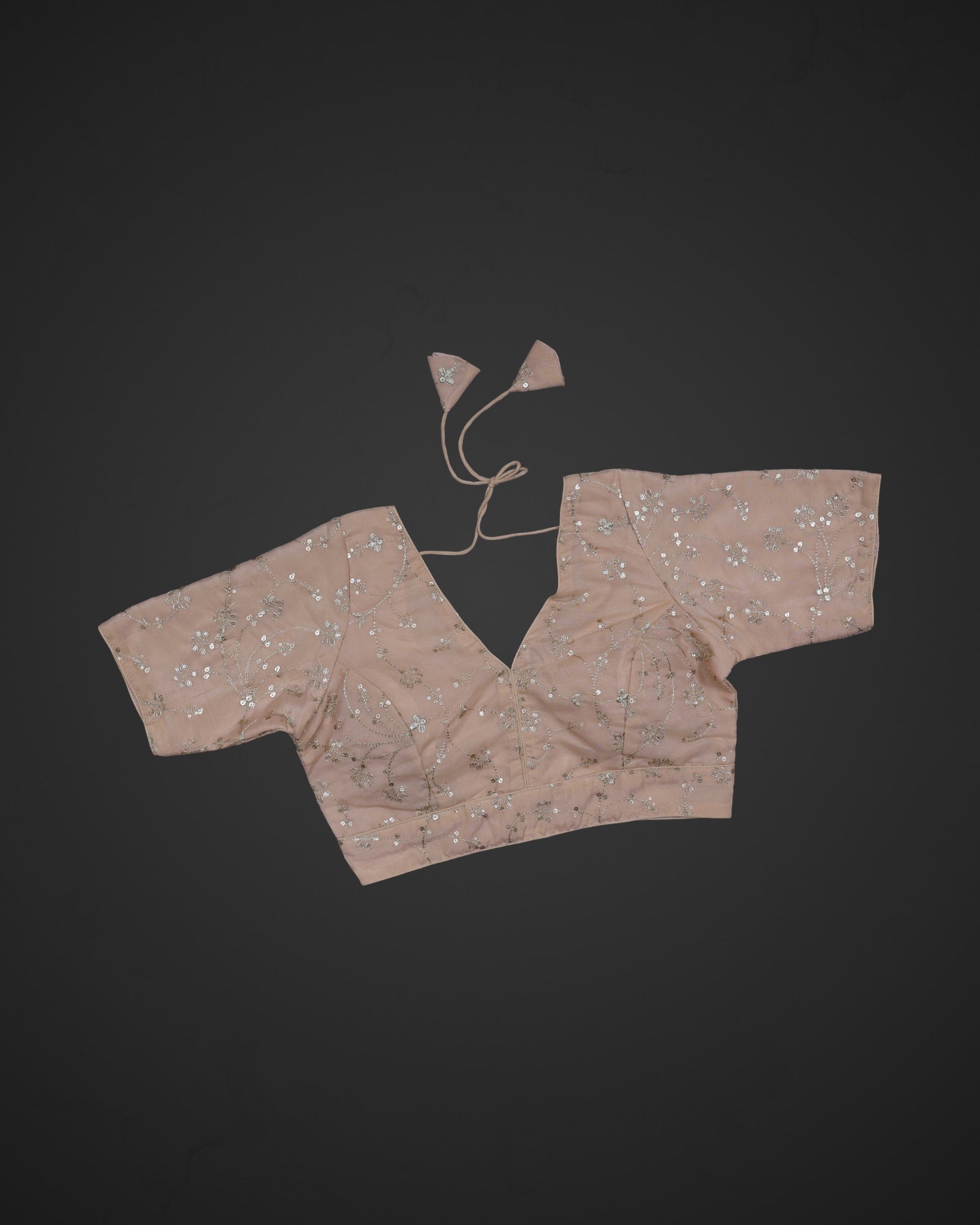 Silk V Neck Fitted Sleeve Readymade Blouse
