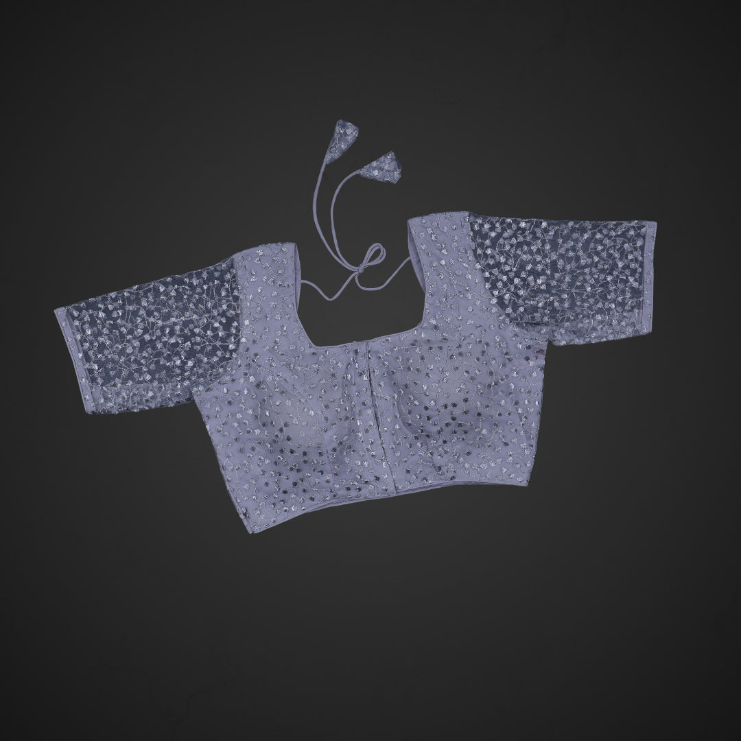 Embroidered Net Deep Back Readymade Blouse