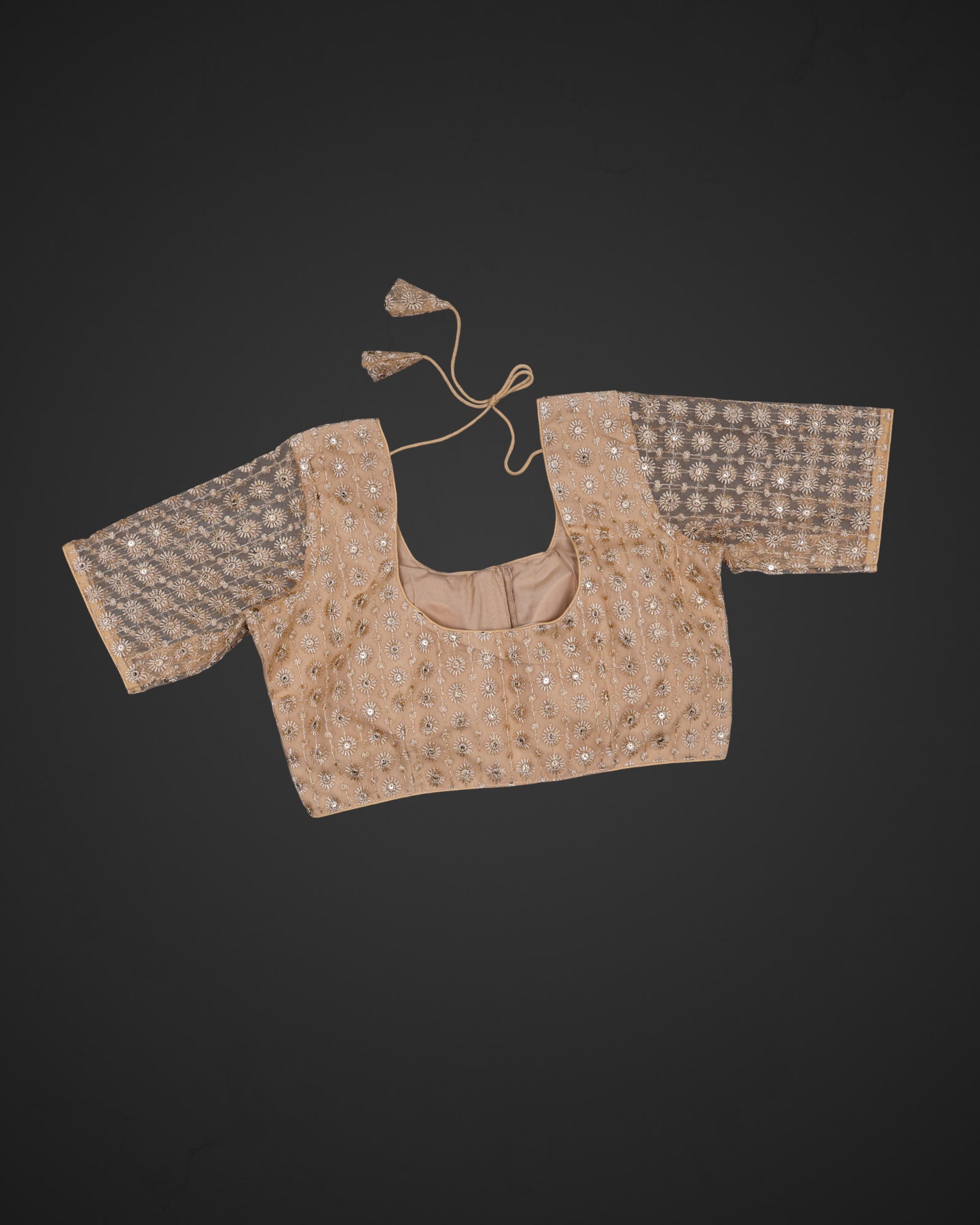 Embroidered Net Deep Back Readymade Blouse