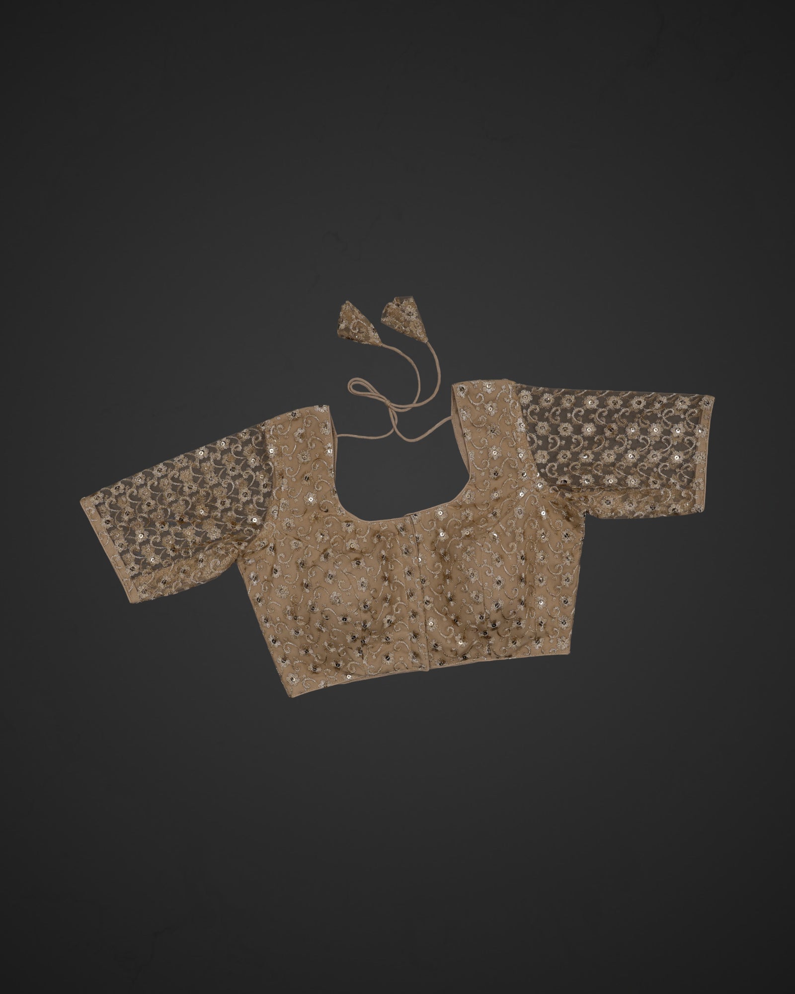 Embroidered U Neck Deep Back Blouse