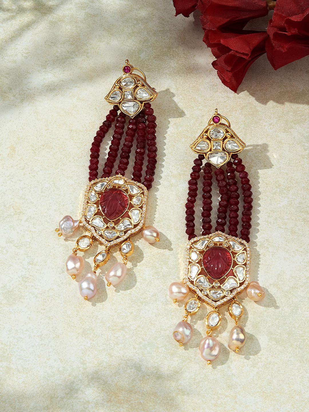 Crimson Elegance Golden Chandelier - Dyulokha