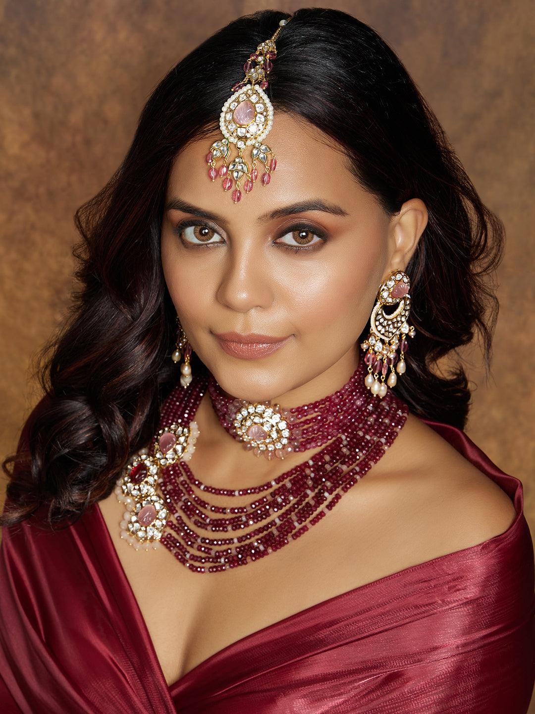 Pink Elegance Maang Tikka - Dyulokha