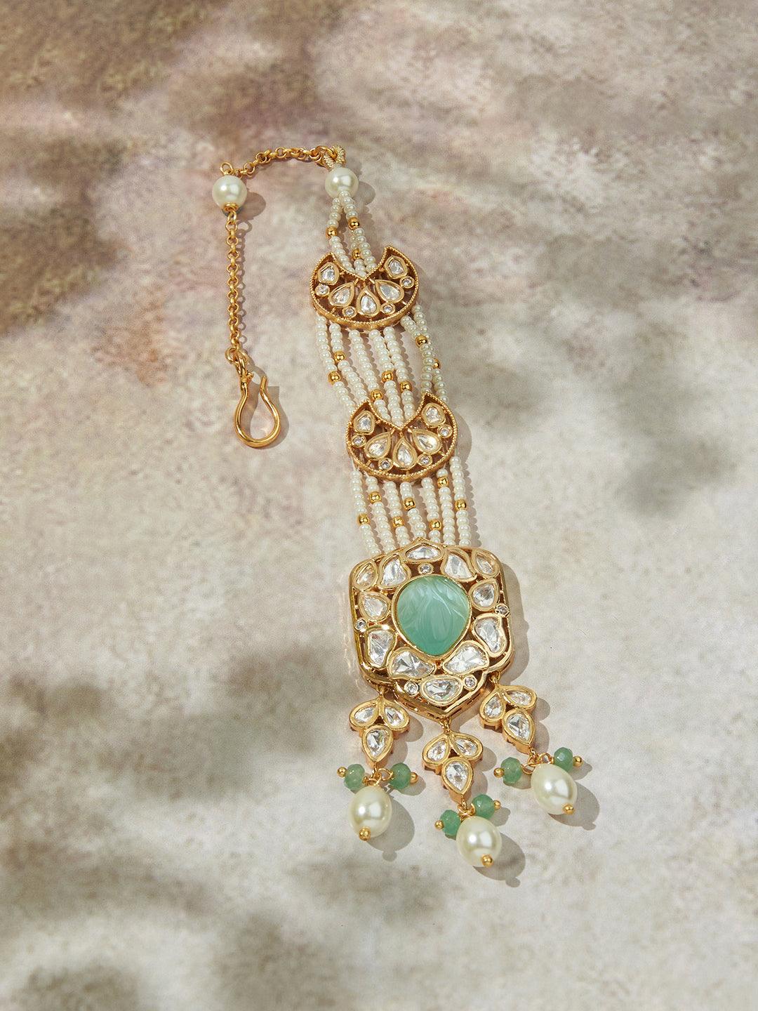 Enchanting Green Elegance Maang Tikka - Dyulokha