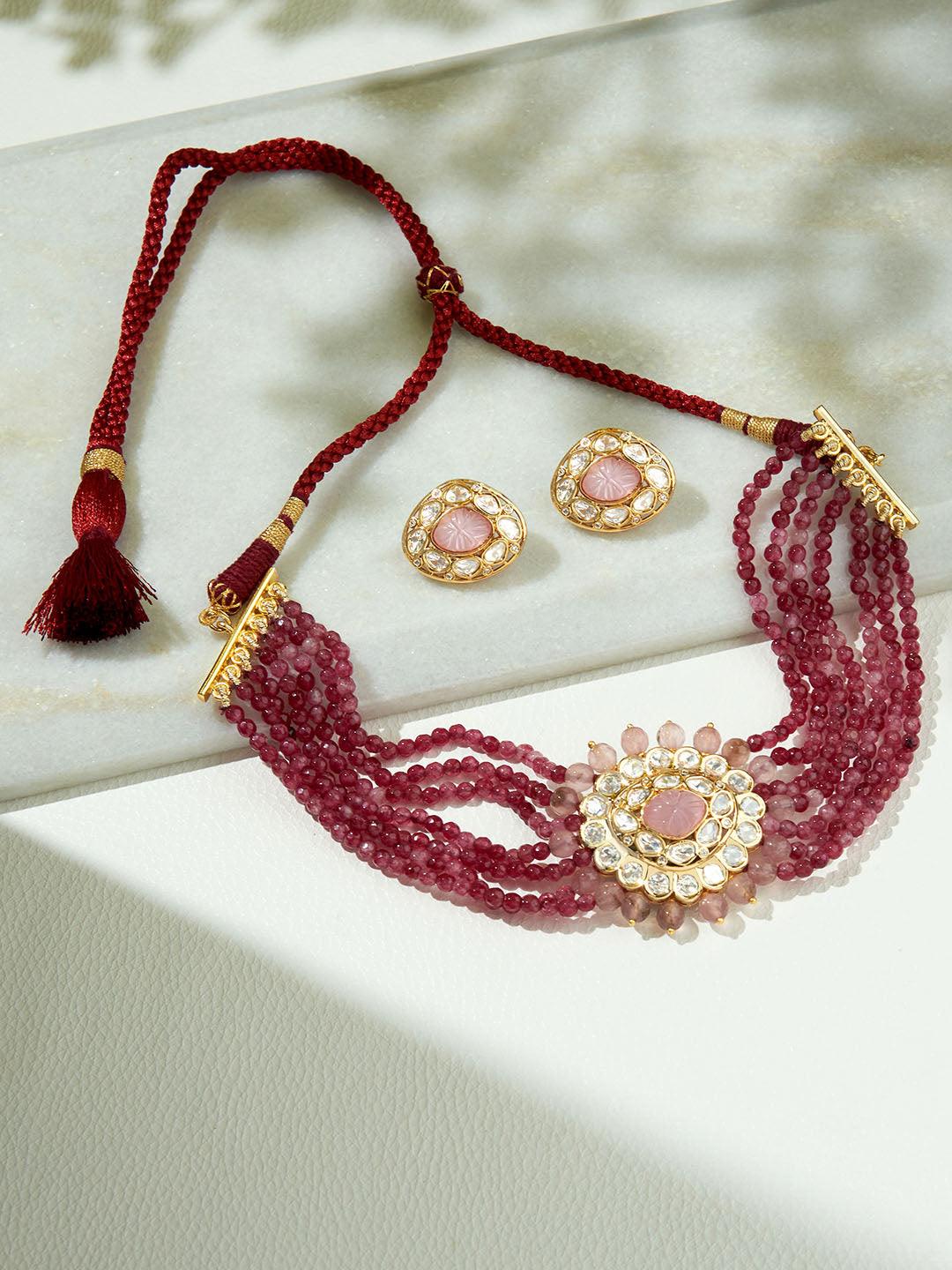 Ruby Elegance Polki Choker Set - Dyulokha