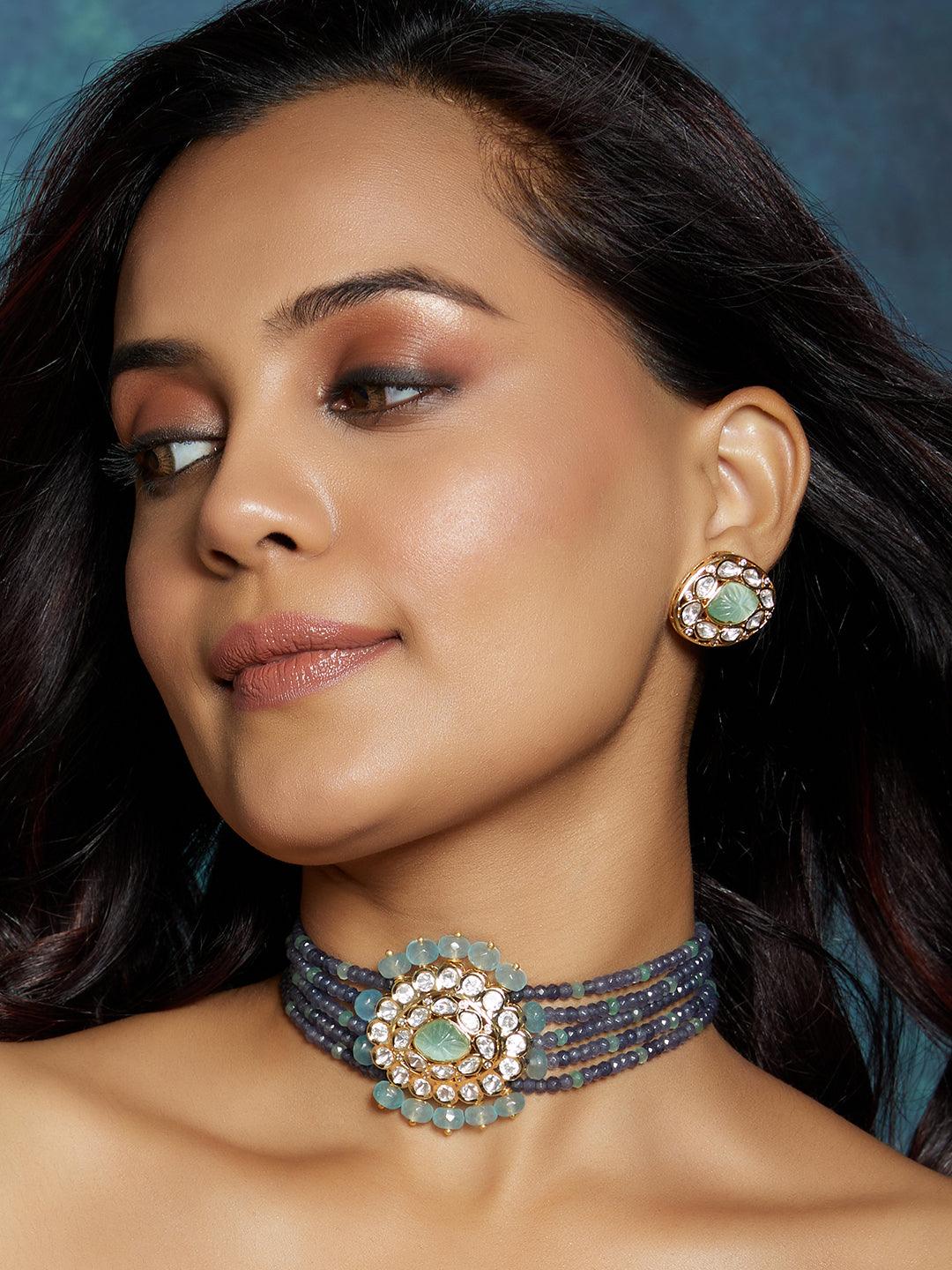 Vivid Hues Multi-Color Beaded Polki Set - Dyulokha