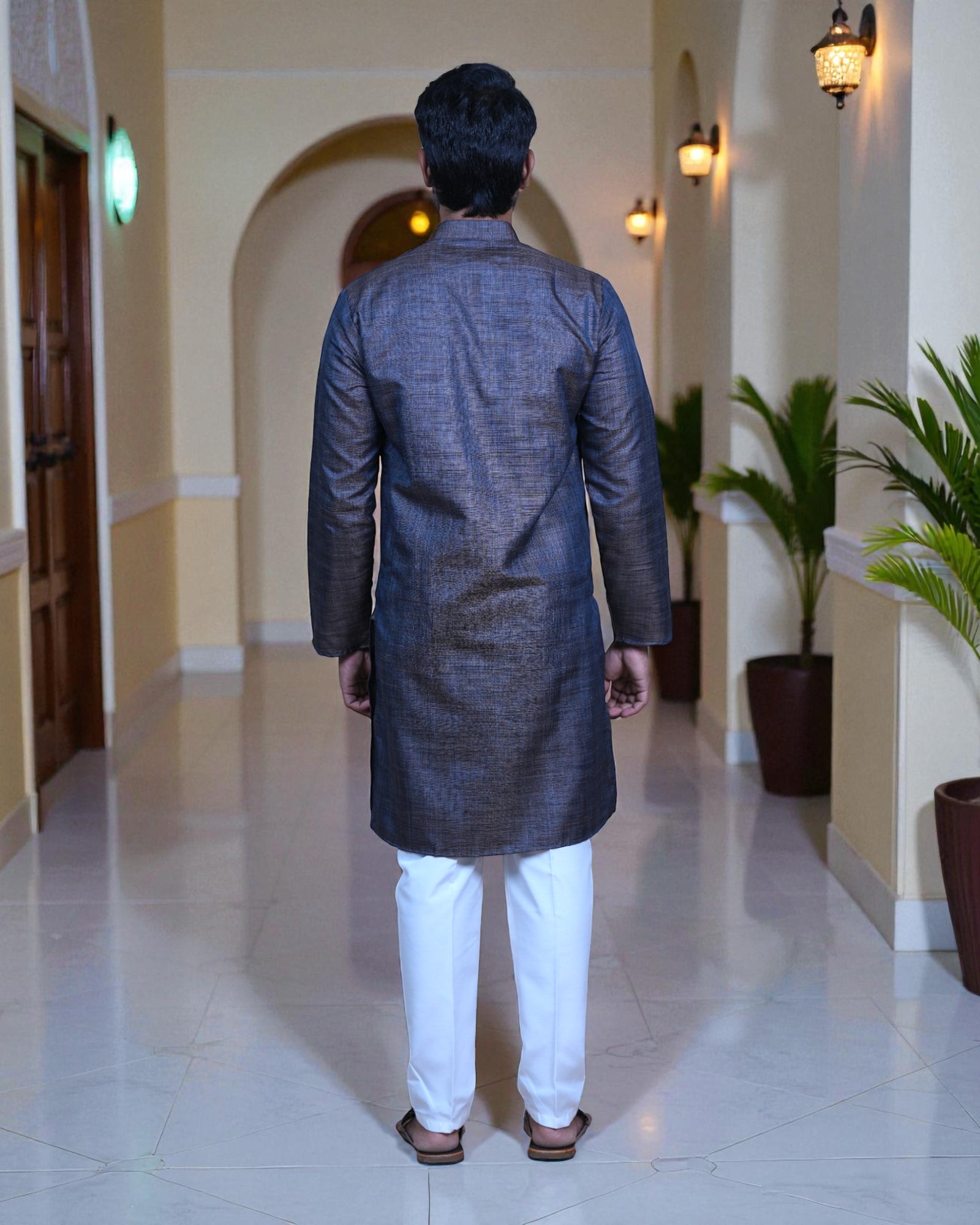 Khadi Cotton Blend Textured Kurta Pajama Set
