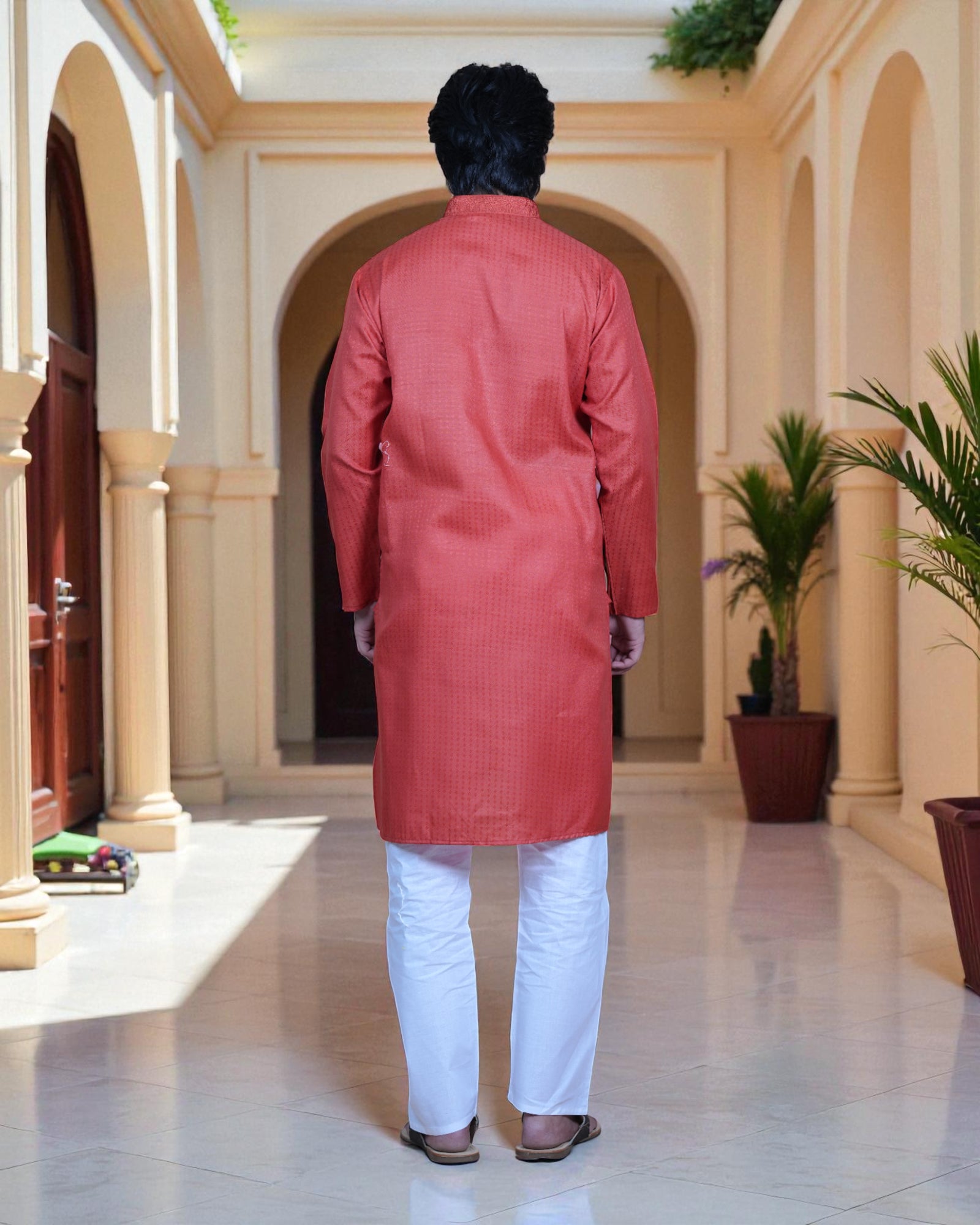 Textured Cotton Blend Kurta Pajama