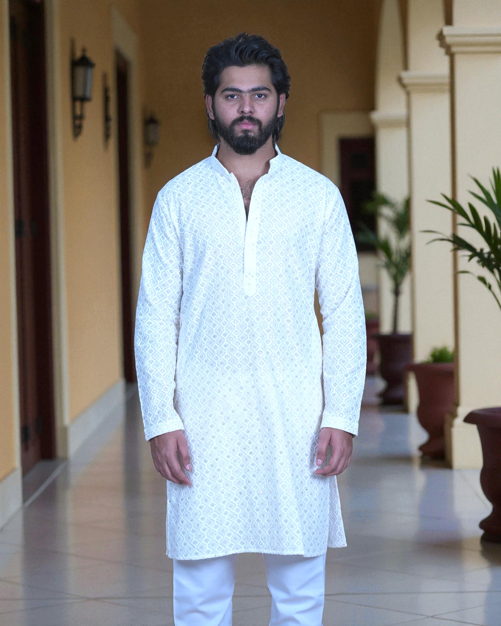 Cotton Blend Sequins Kurta Set