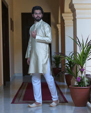 Jacquard Textured Cotton Kurta Pajama Set
