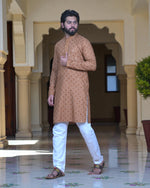Block Print Sequin Embroidered Cotton Kurta Pajama