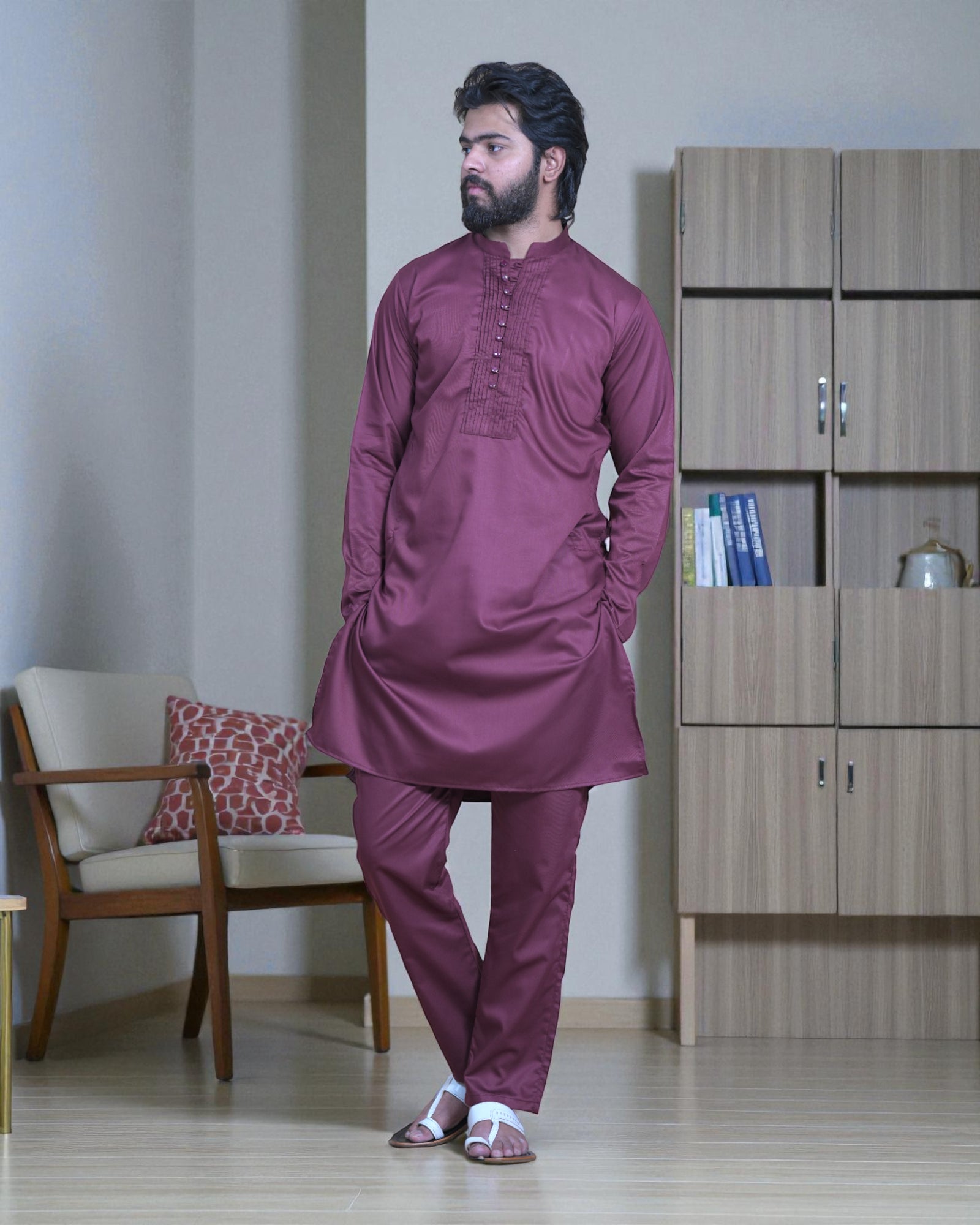 Cotton Pleated Kurta Pajama Set