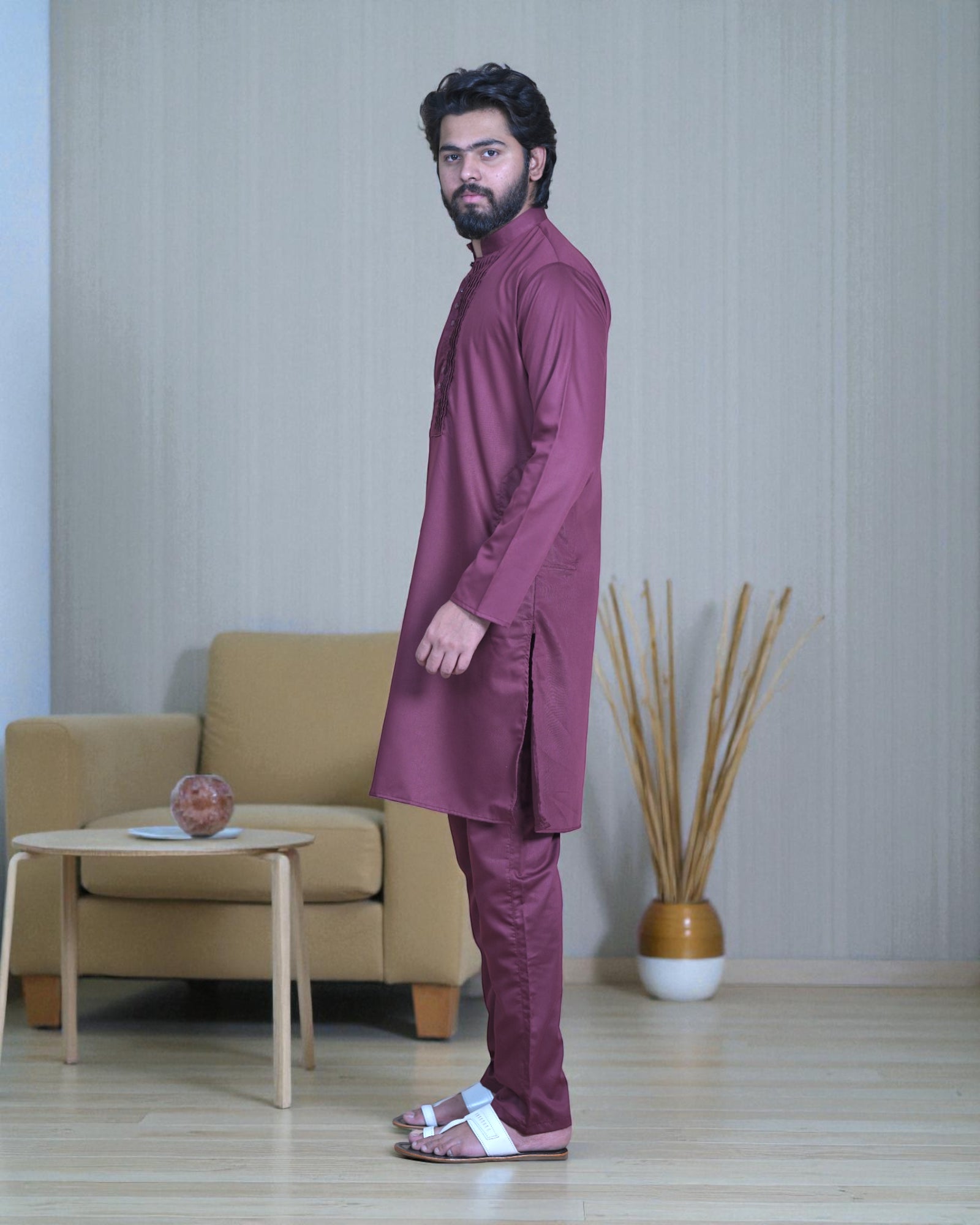 Cotton Pleated Kurta Pajama Set