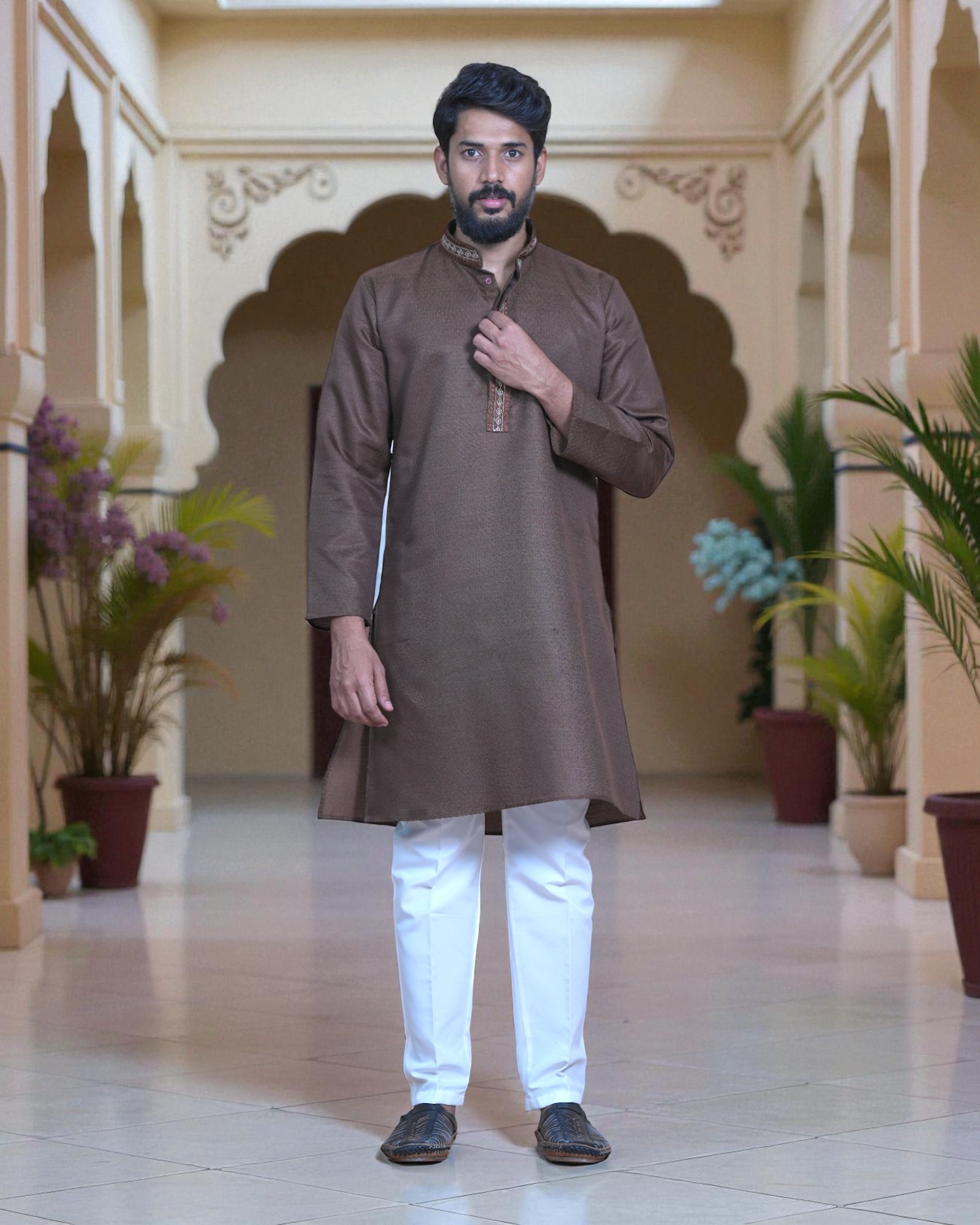 Jacquard Embroidered Kurta Pajama Set