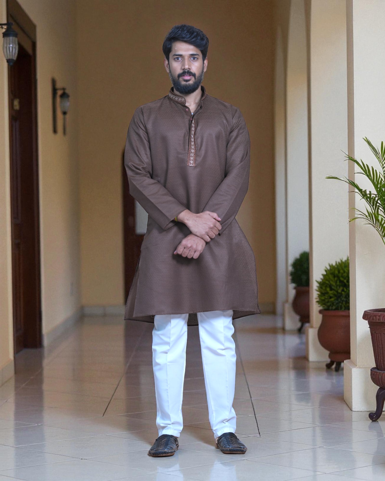 Jacquard Embroidered Kurta Pajama Set