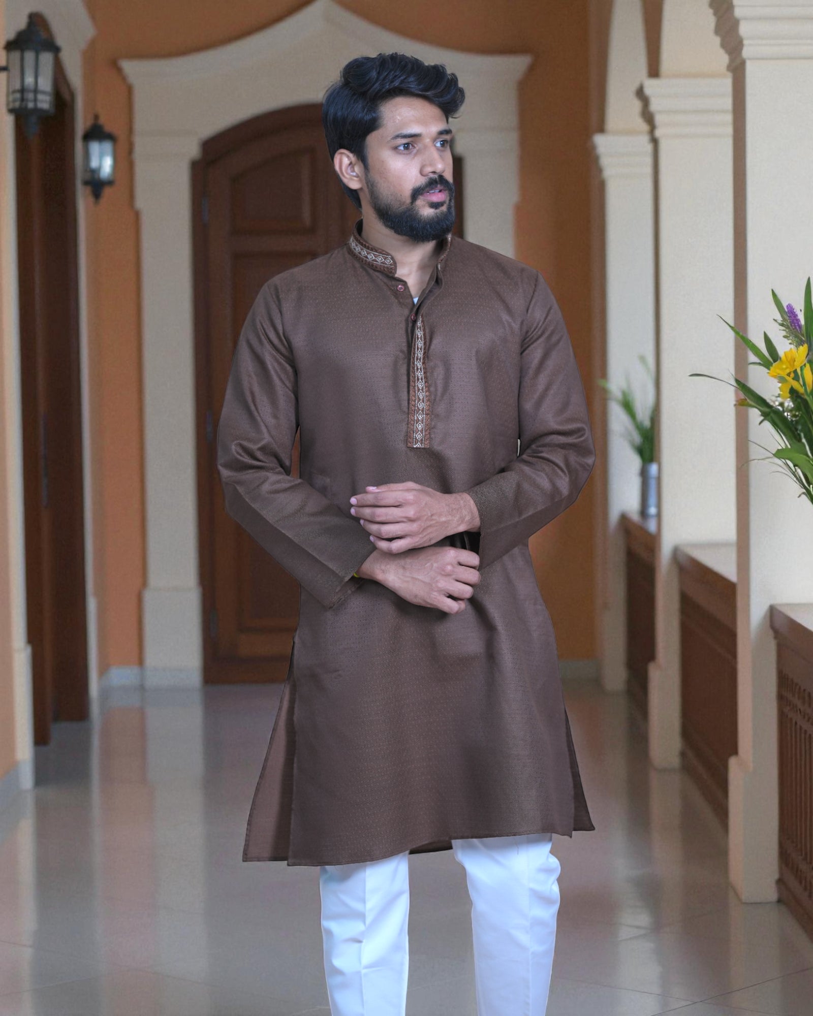 Jacquard Embroidered Kurta Pajama Set