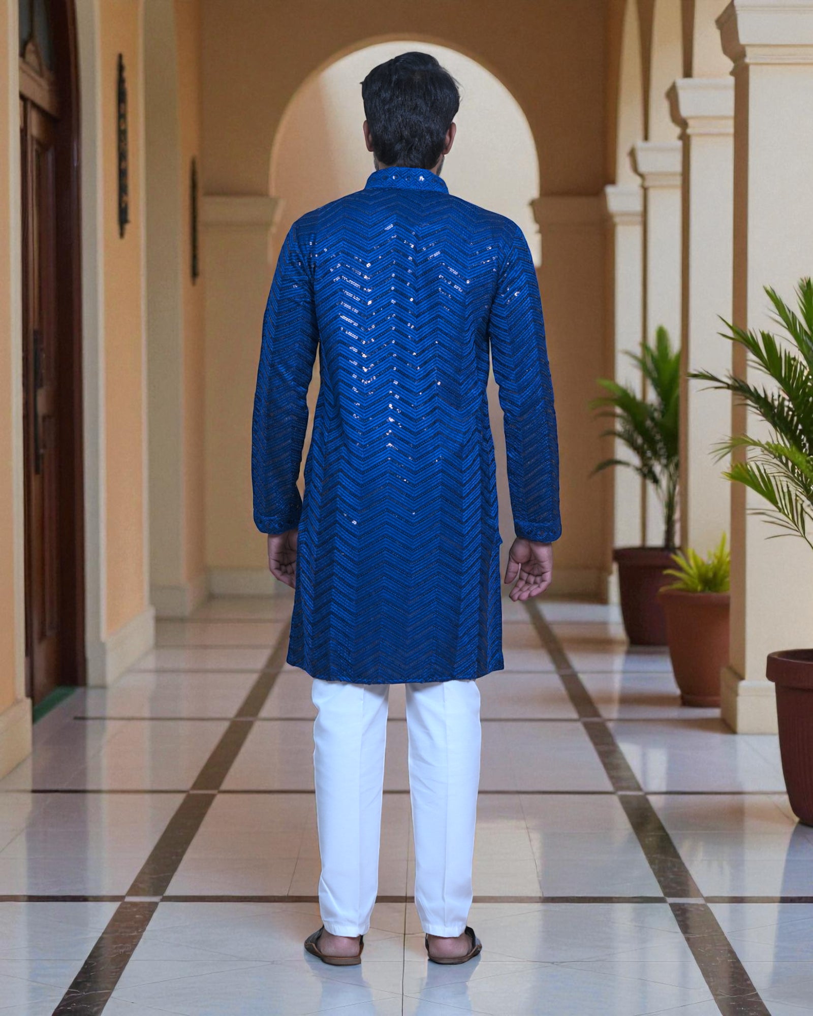 Cotton Blend Kurta Pajama with Embroidery