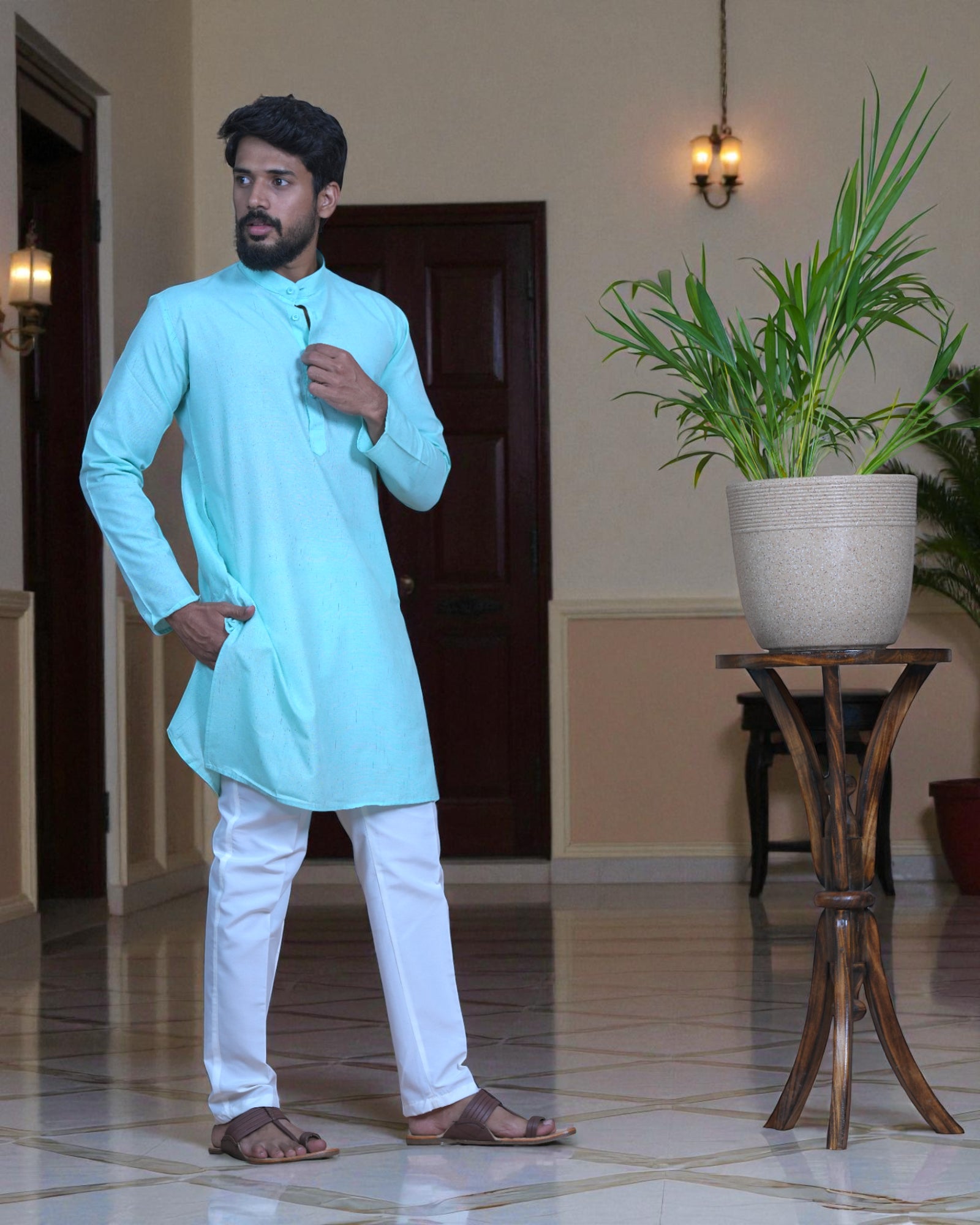 Khadi Textured Cotton Kurta Pajama Set