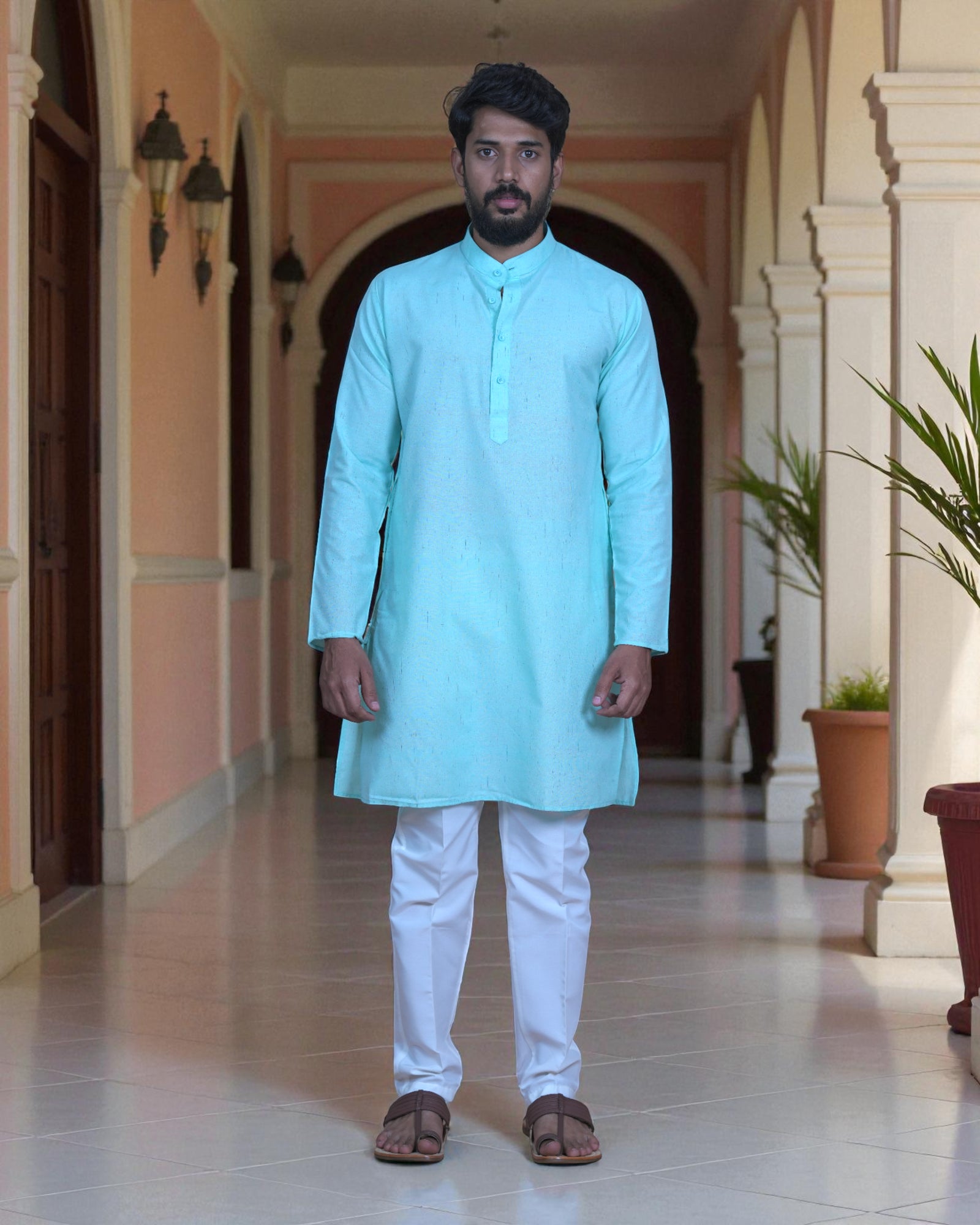 Khadi Textured Cotton Kurta Pajama Set