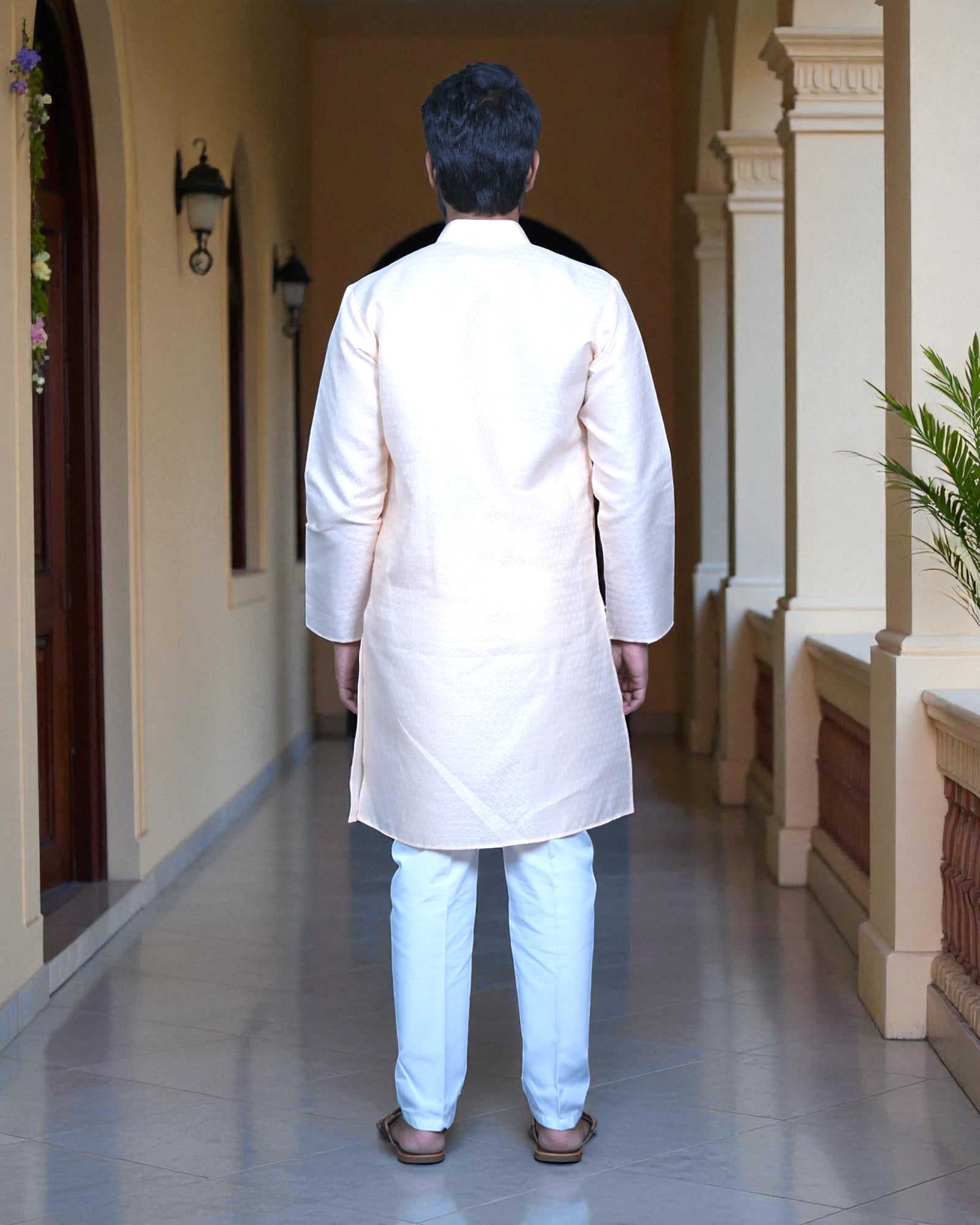 Textured Cotton Men Kurta Pajama Set