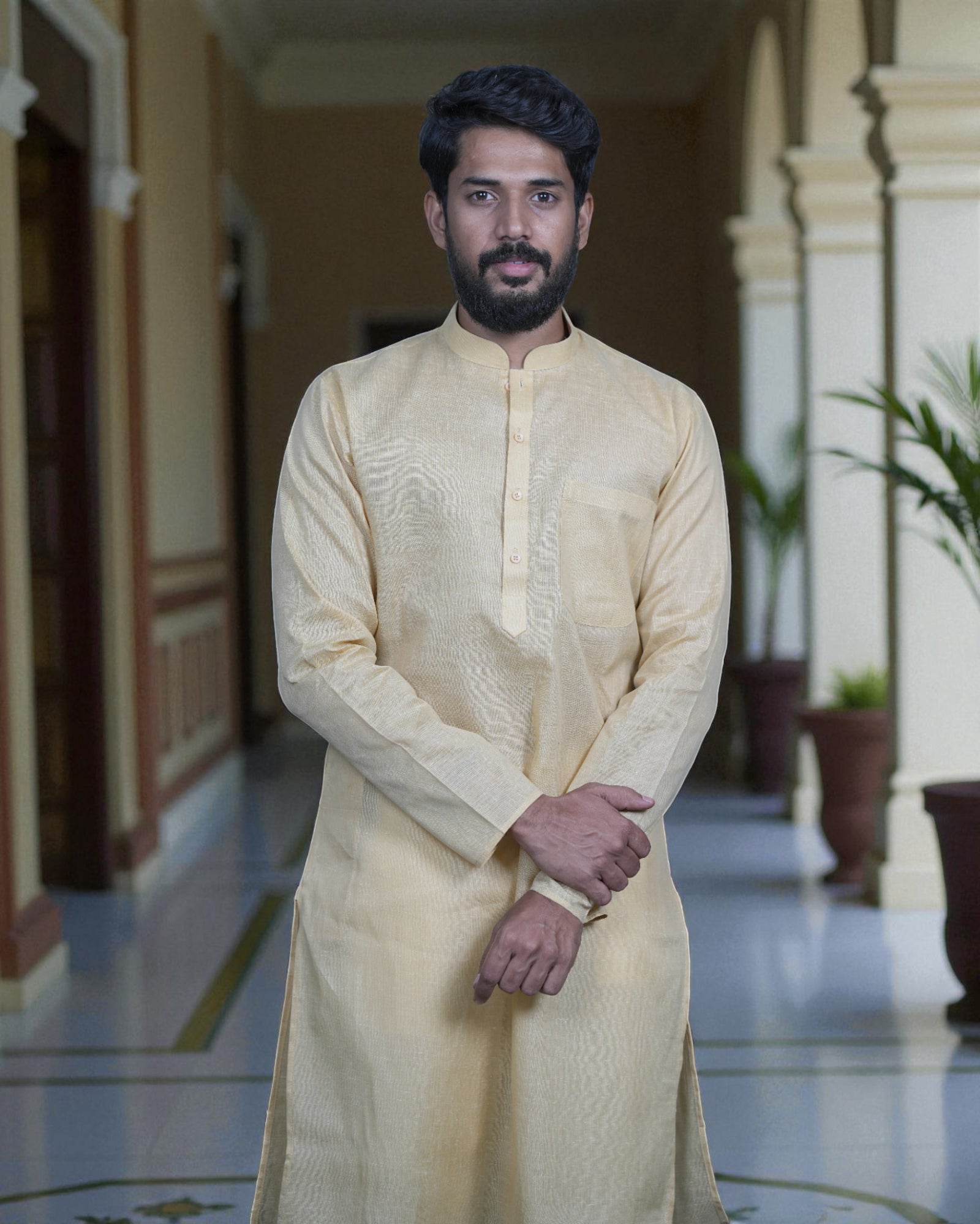 Red Khadi Cotton Kurta Pajama Set