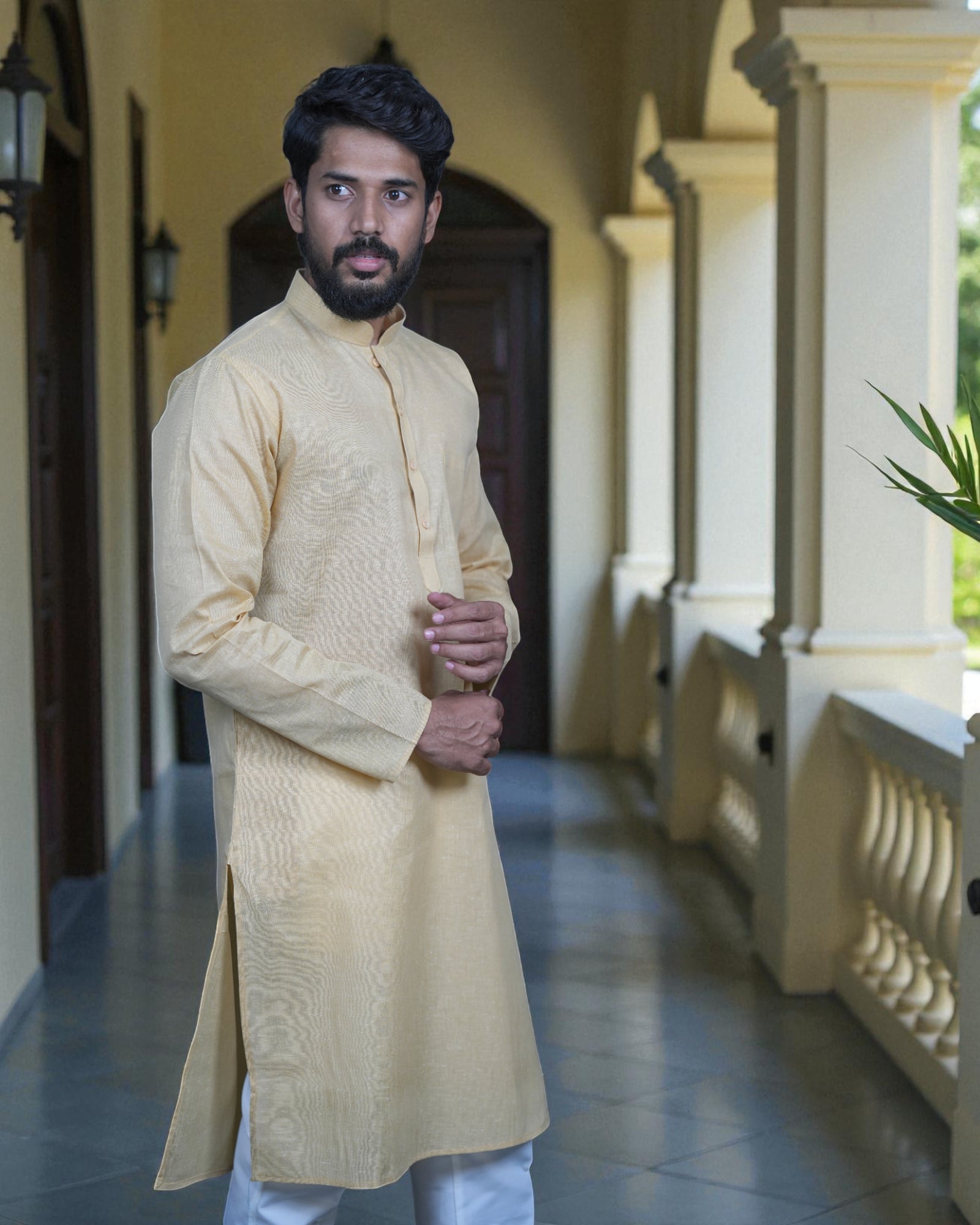 Red Khadi Cotton Kurta Pajama Set