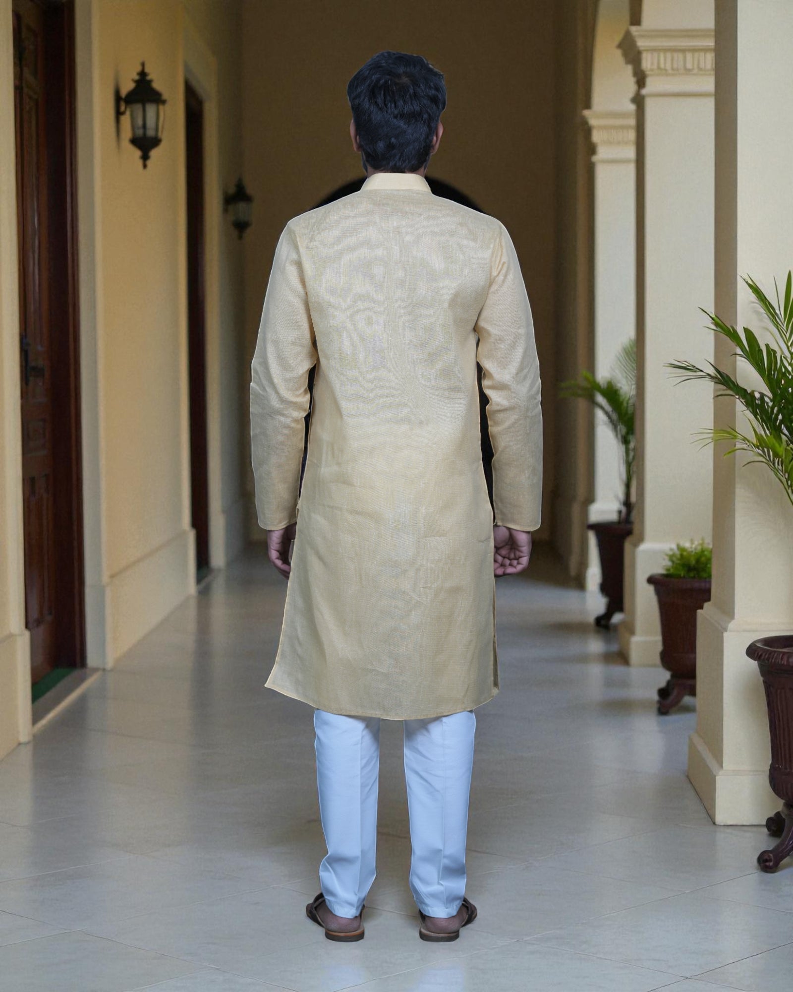 Red Khadi Cotton Kurta Pajama Set
