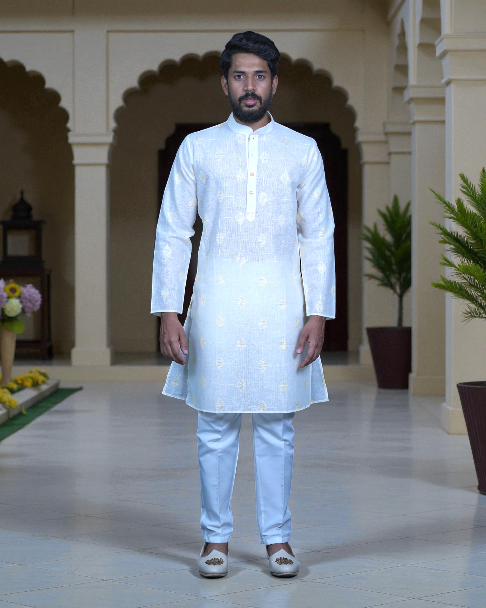 Embroidered Men Cotton Kurta Set