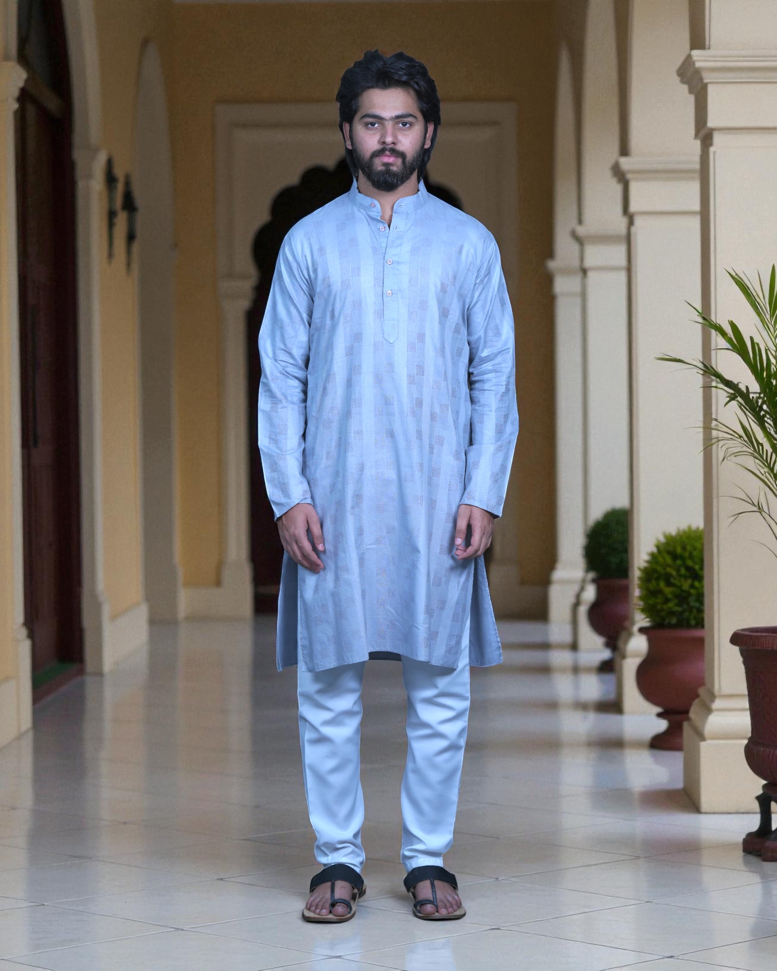 Malai Cotton Embroidered Kurta Pajama Set