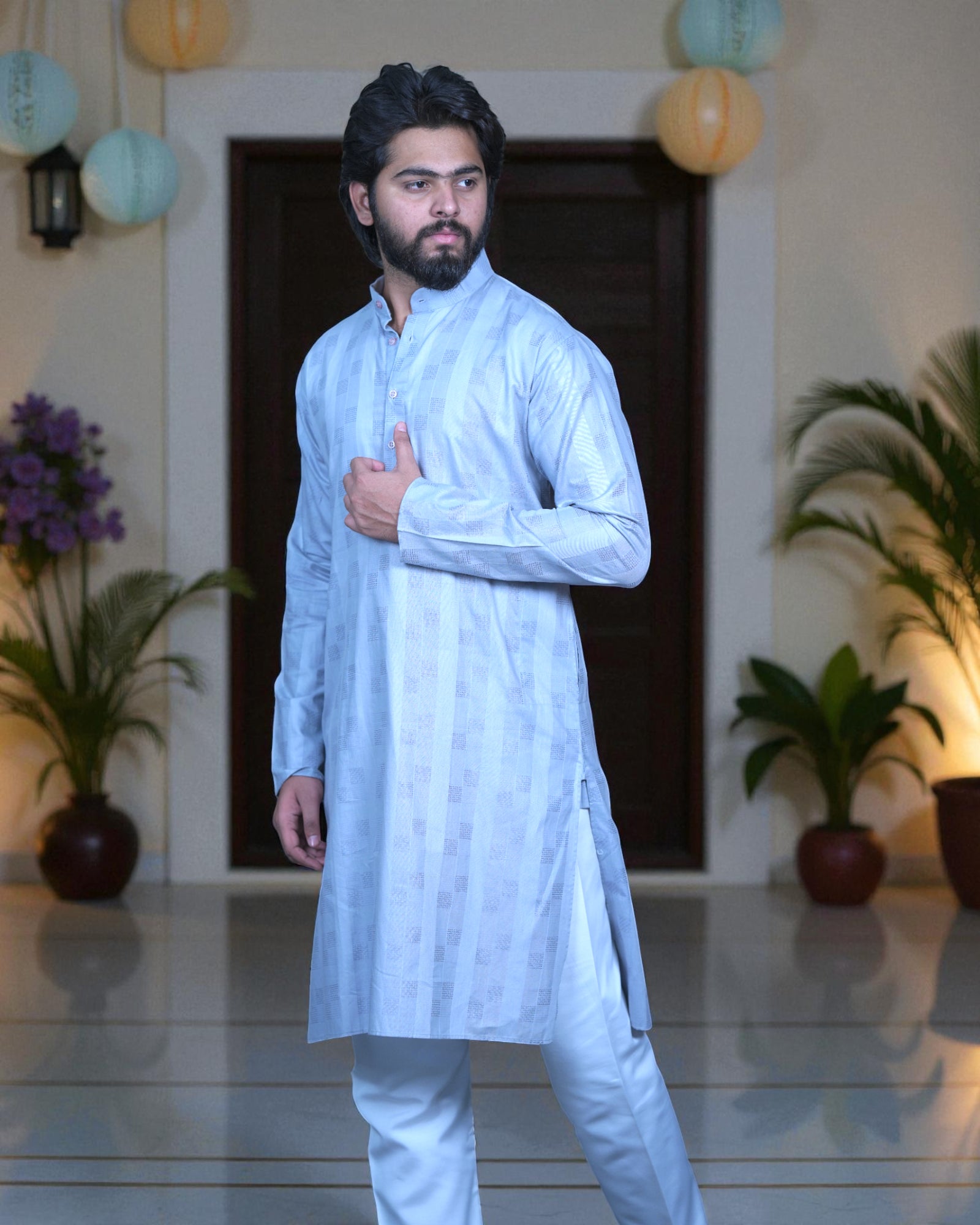 Malai Cotton Embroidered Kurta Pajama Set