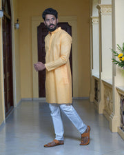 Blue Cotton Plain Kurta Pajama Set