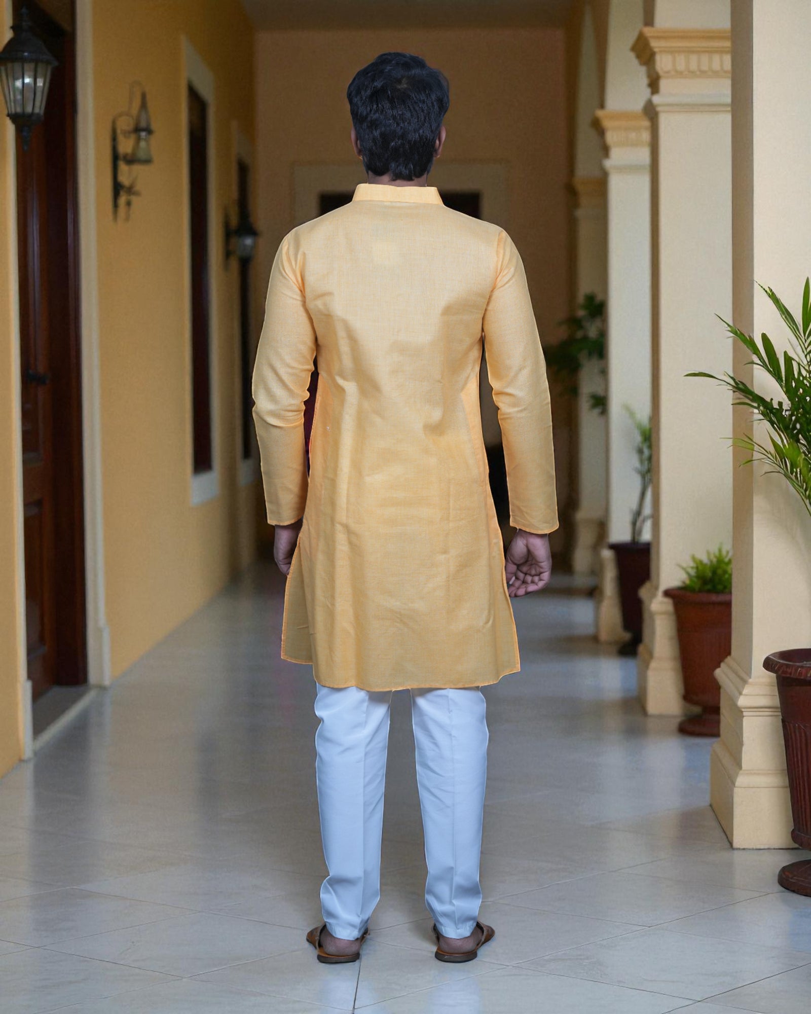 Blue Cotton Plain Kurta Pajama Set