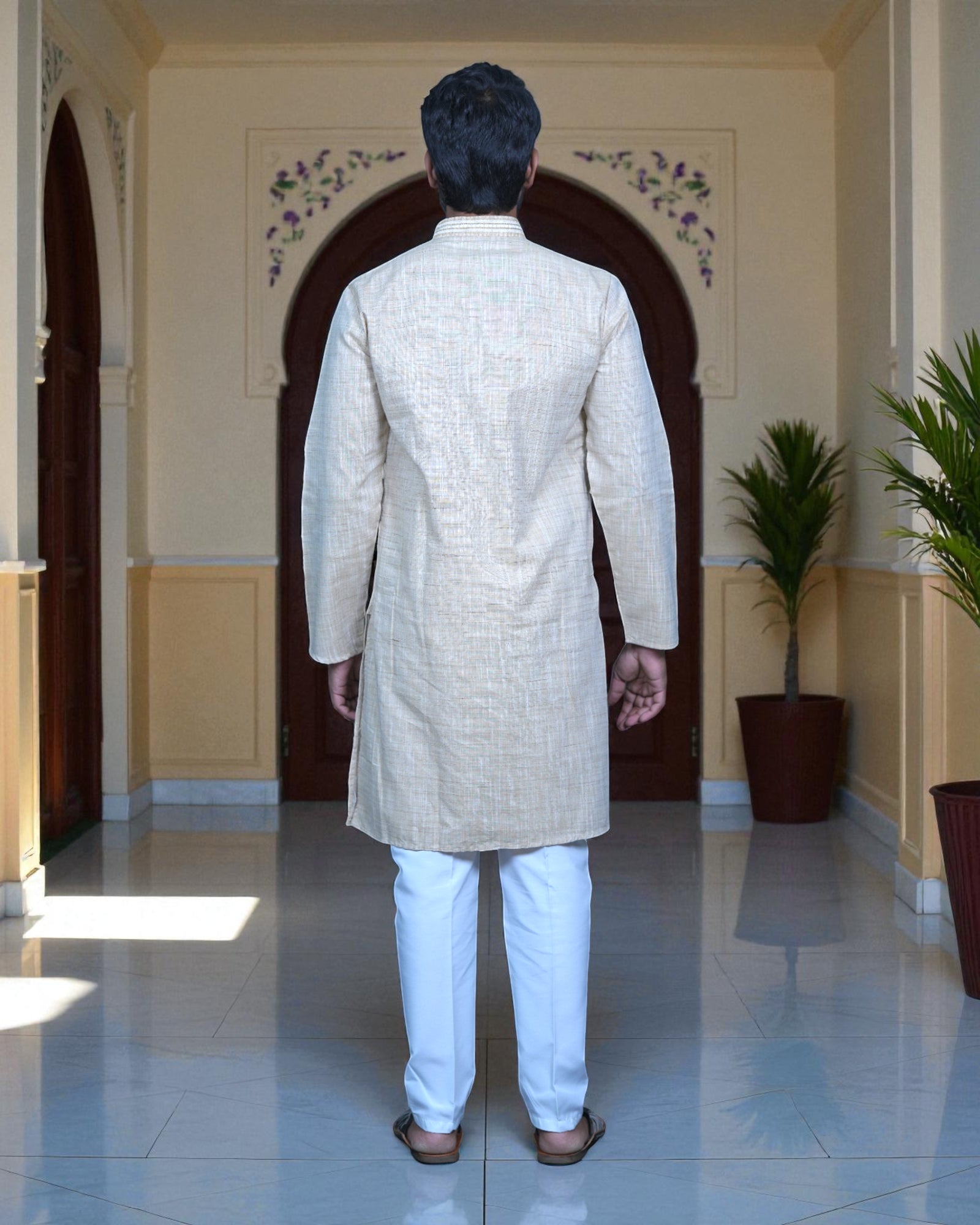 Khadi Cotton Kurta Pajama Set with Textured Design
